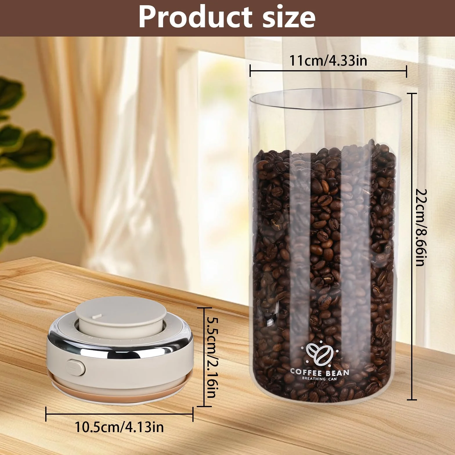 Puszka na kawę 500 g, hermetyczna, pojemnik na ziarna kawy, 1700 ml, do przechowywania ziaren kawy, z wysokiej jakości szkła, na ziarna kawy, orzechy, kakao, liście herbaty