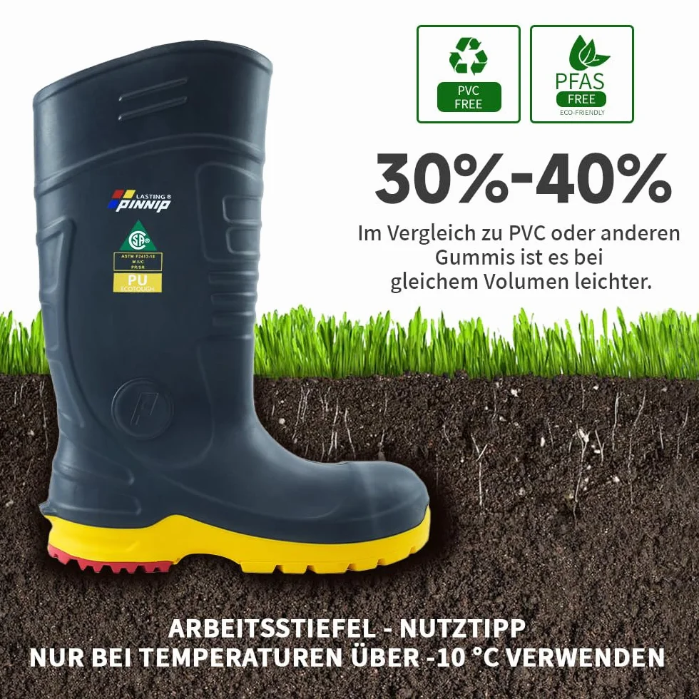 S5 buty ochronne dla mężczyzn – gumowe buty PU ze stalowym noskiem i ochroną przed przebiciem, odporne na kwasy i oleje, wodoodporne, antypoślizgowe do budownictwa i rolnictwa, z