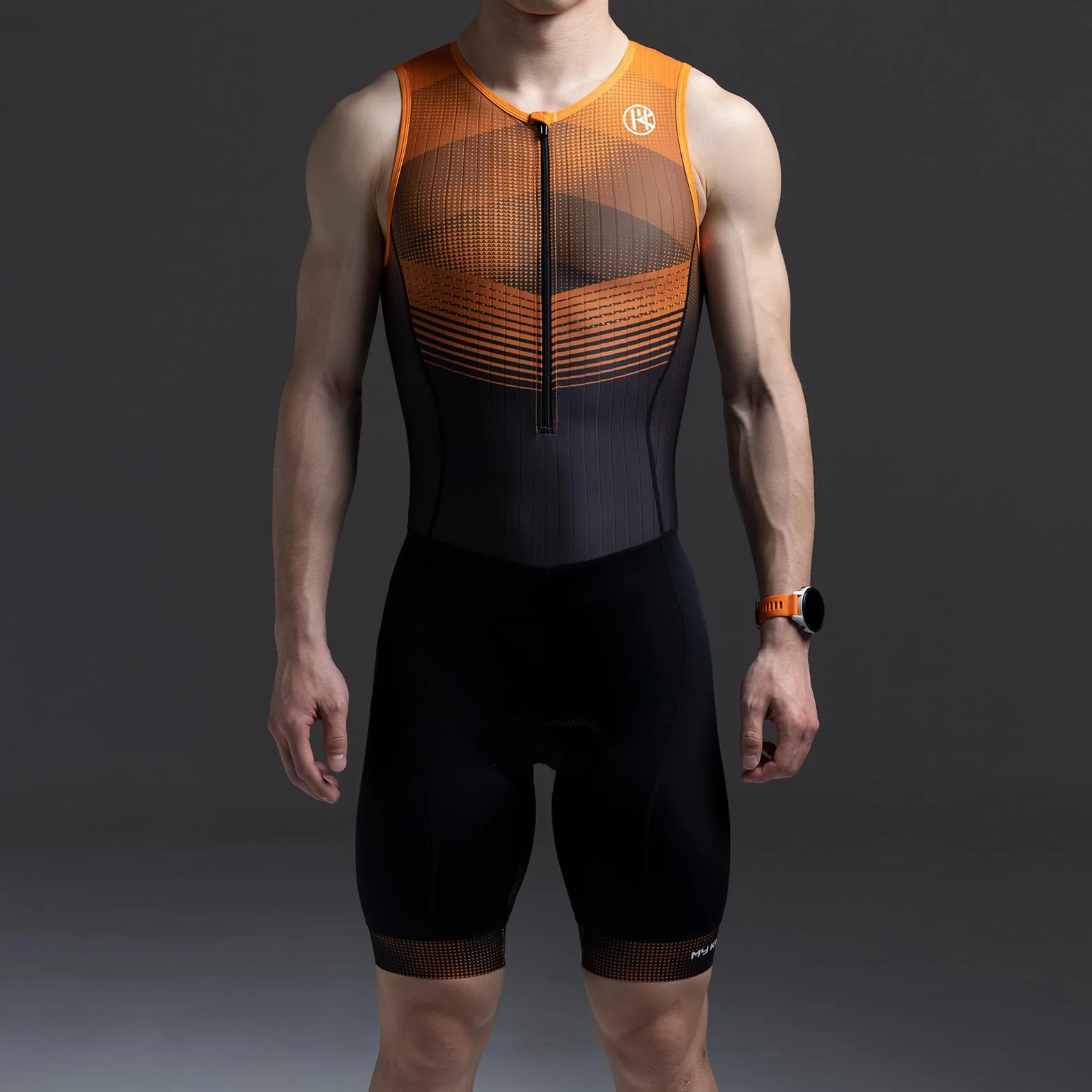 MY KILOMETRE Męski Kombinezon Triathlonowy Bez Rękawów – Jednoczęściowy Trisuit Oddychający i Szybkoschnący z Tylną Kieszenią