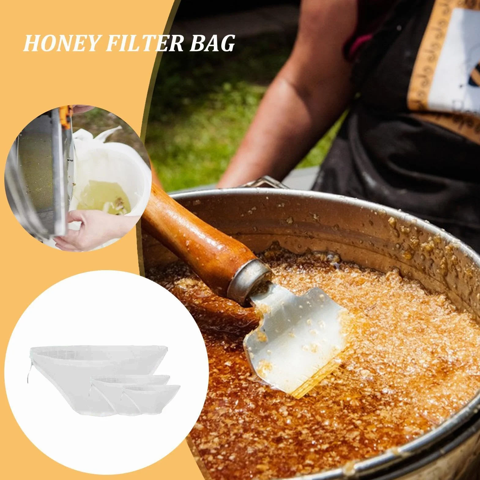 Nut Milk Bag, Cheesecloth Straining Bags, Almond Milk Strainer, Soy Milk Bag, Milk Nut Strainer, 3-pack of Nut Milk Bags Versatile and Multi-purpose for Coffee Tea Beer Juice Nylon Mesh