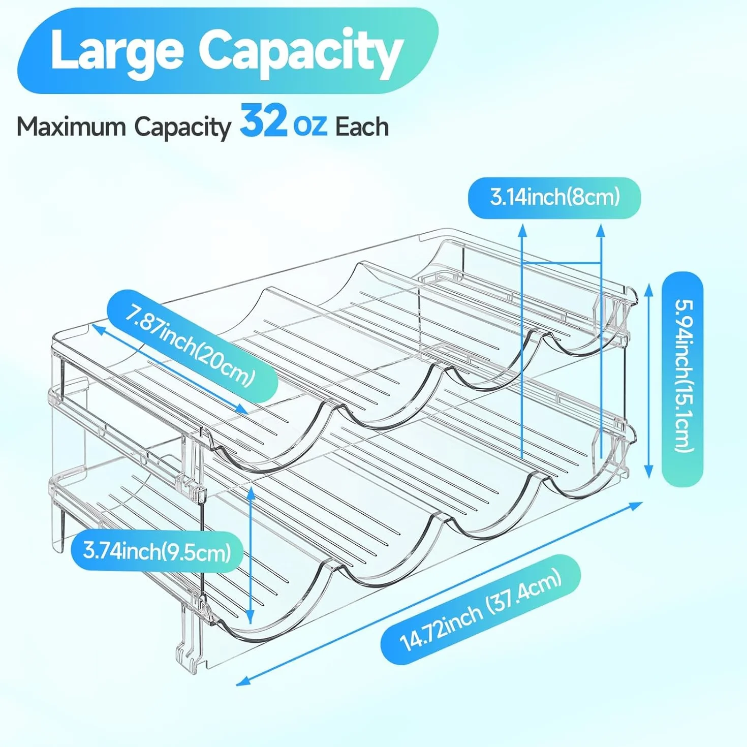 KAHEIGN Organizery na butelki wody 39x21 cm przezroczysty stojak plastikowy uchwyt