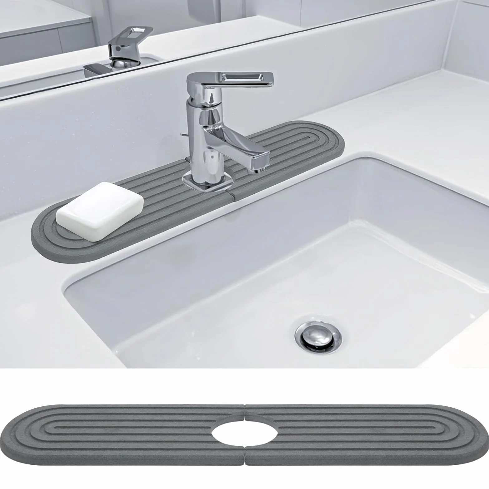 Mata okrzemkowa do zlewu 45x10 cm szara ochrona przed pryskaniem