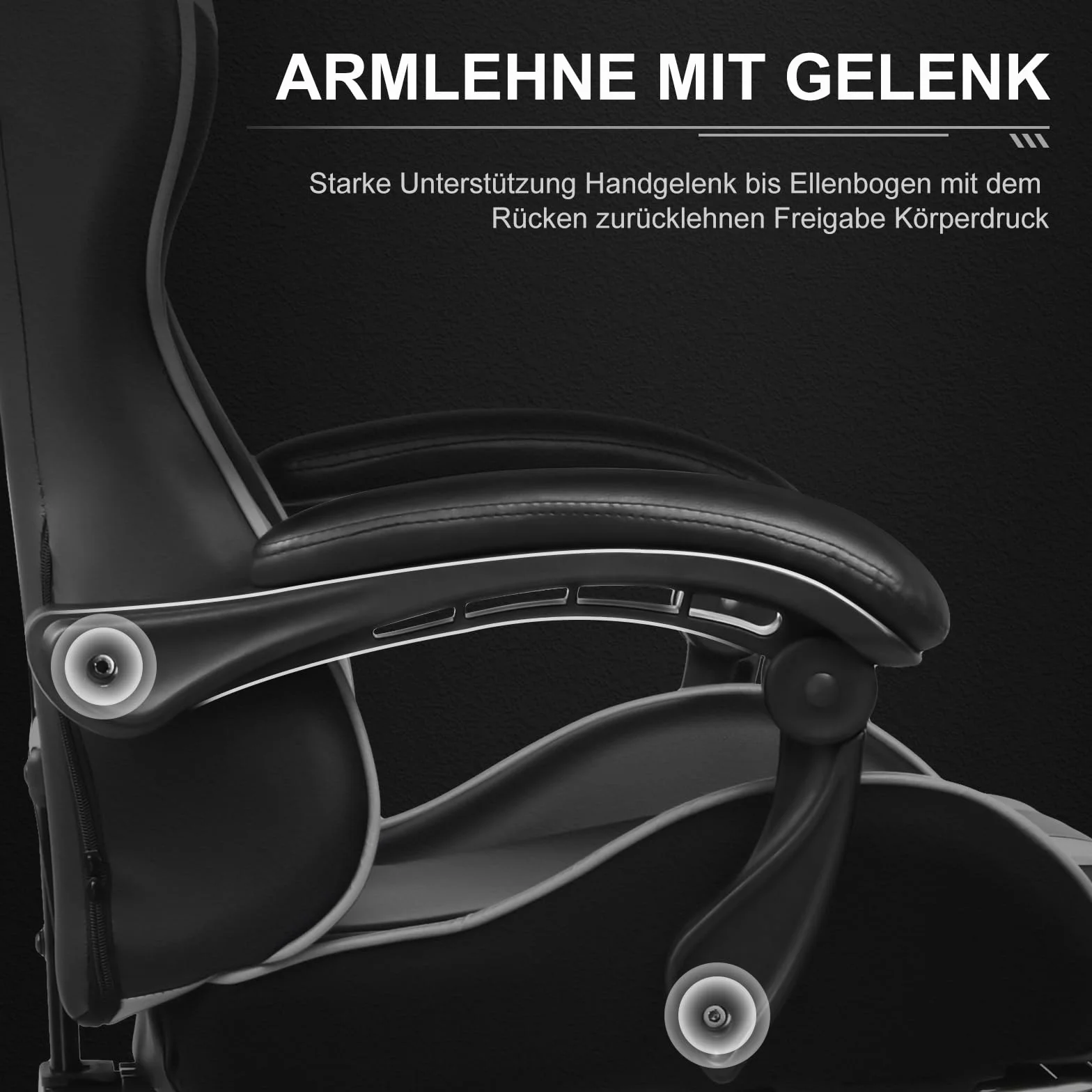 GTPLAYER Ergonomiczne krzesło komputerowe z podnóżkiem i podparciem lędźwiowym, białe