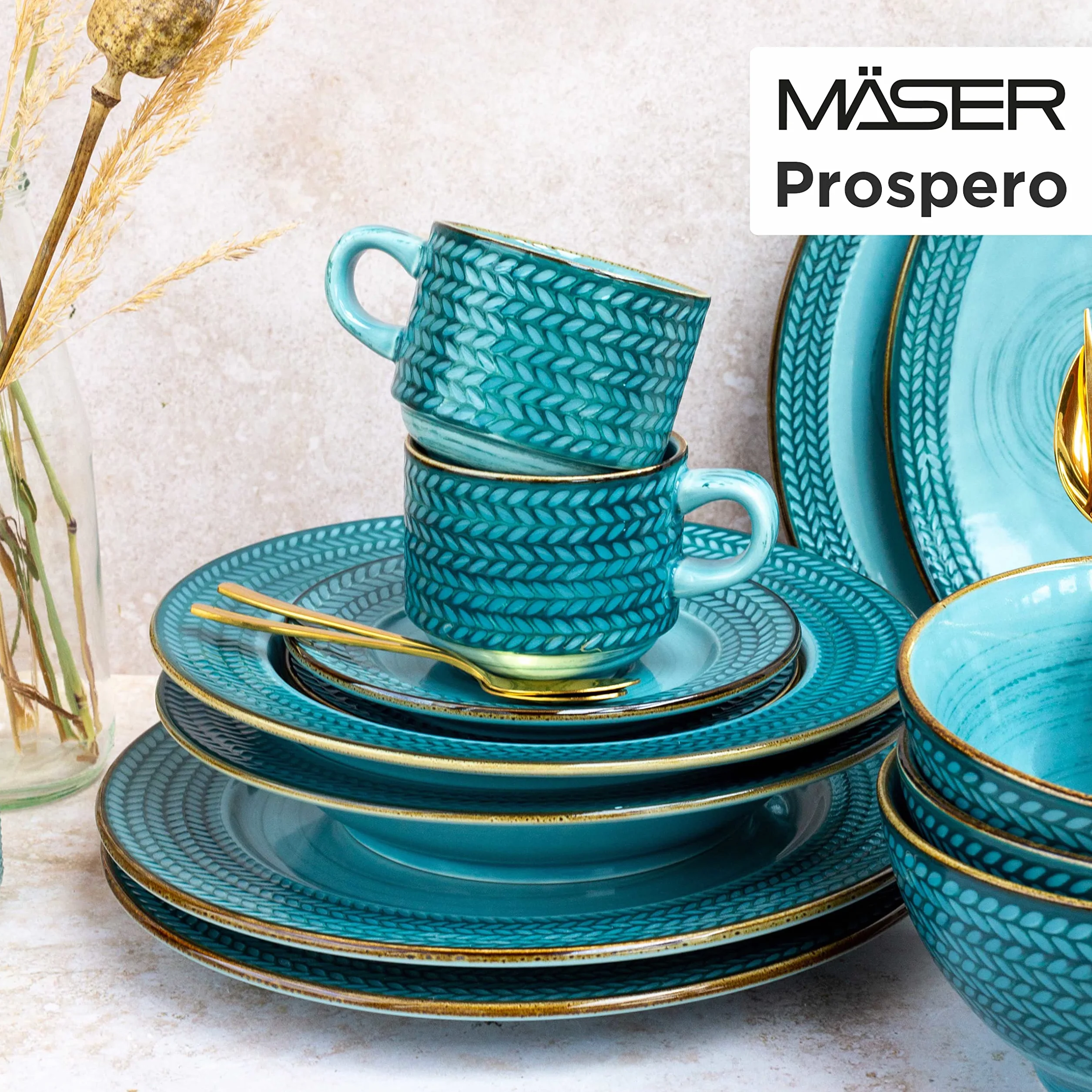 Prospero Premium serwis do kawy 12-częściowy porcelana niebieski