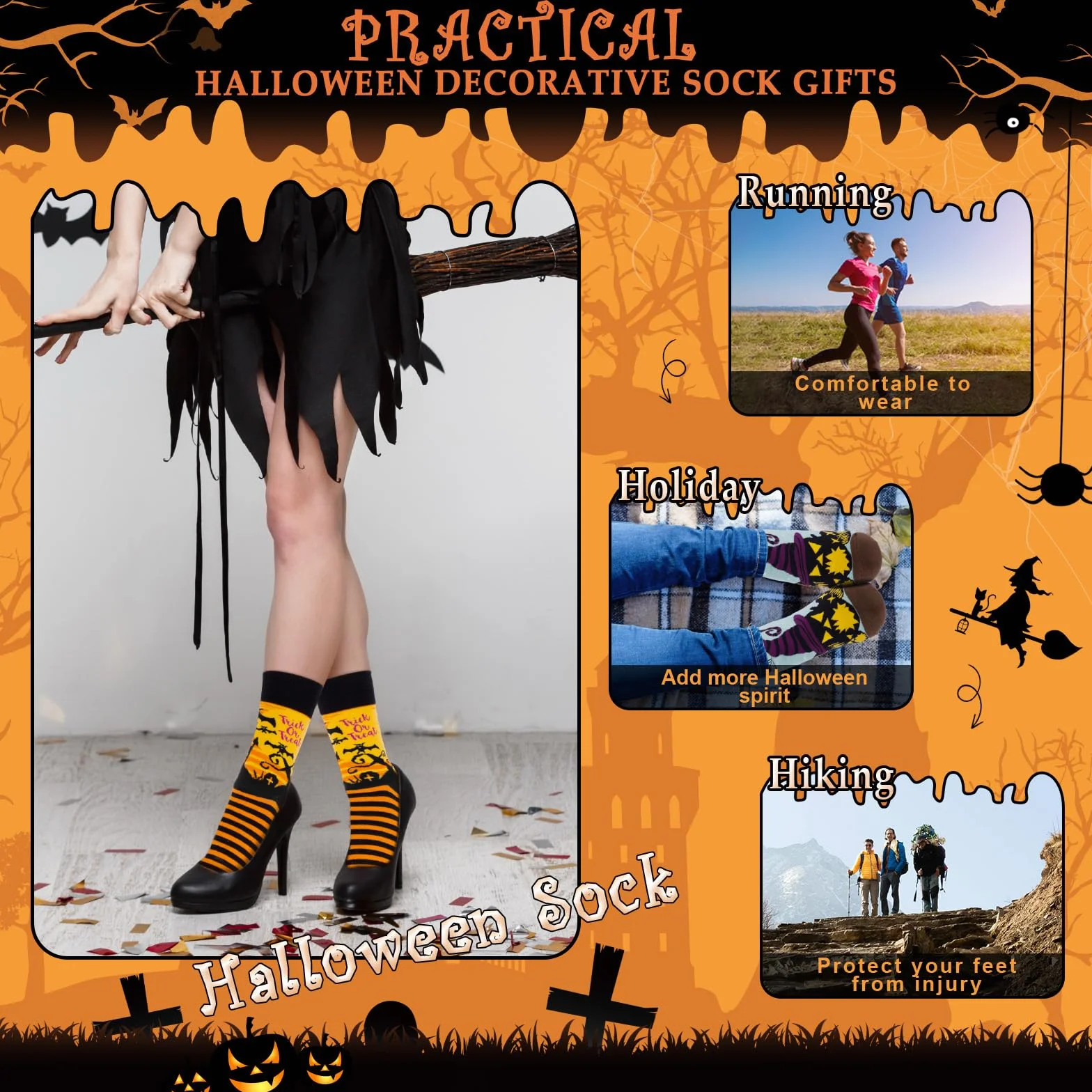Likesing 5 par skarpet zima Halloween 30 liści tatuaż twarz naklejki tymczasowe blizny kobiety mężczyźni skarpety termiczne bieganie śmieszne kolorowe skarpetki akcesoria prezenty