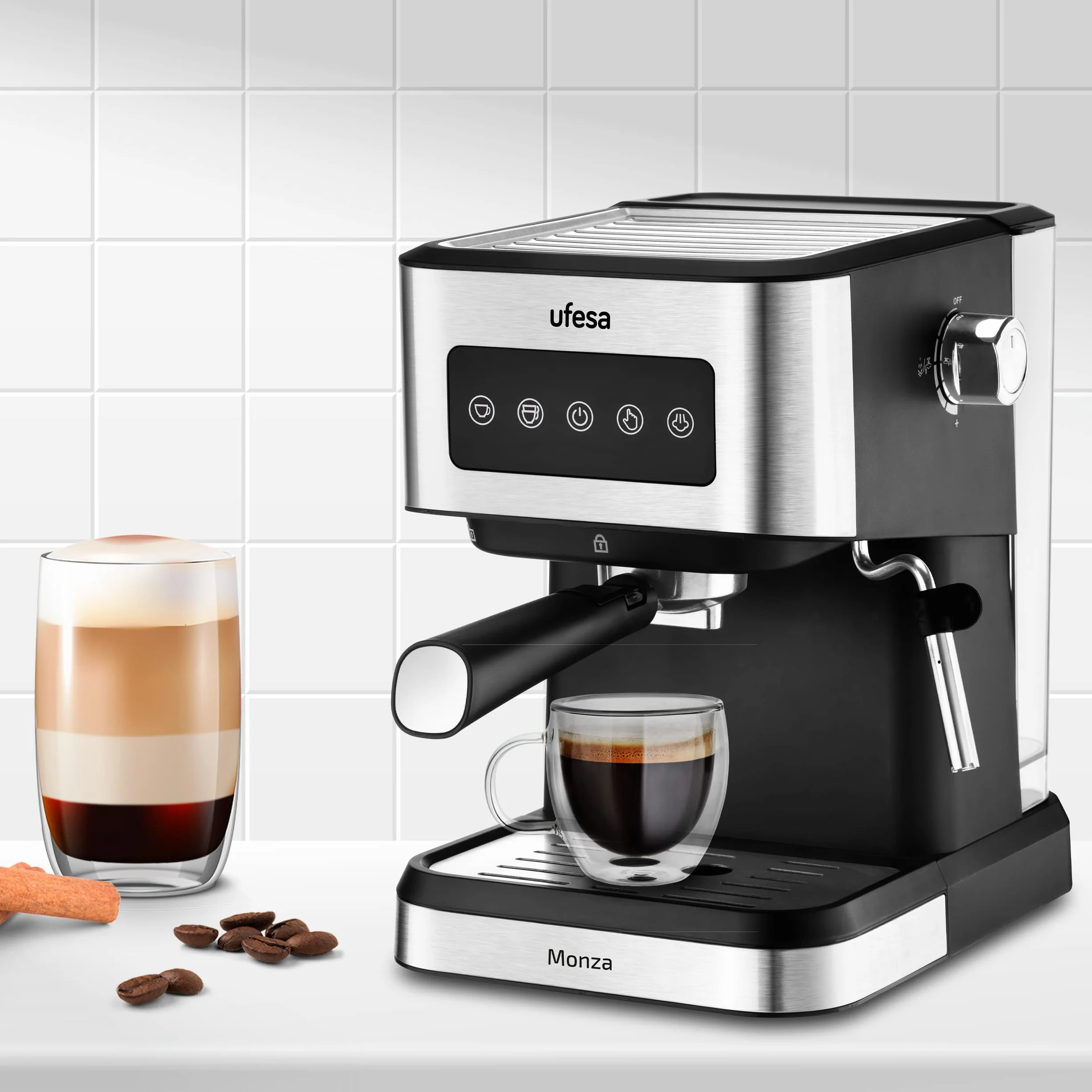 Ufesa Monza ekspres do kawy espresso 20 bar 1050 W cyfrowy panel dotykowy