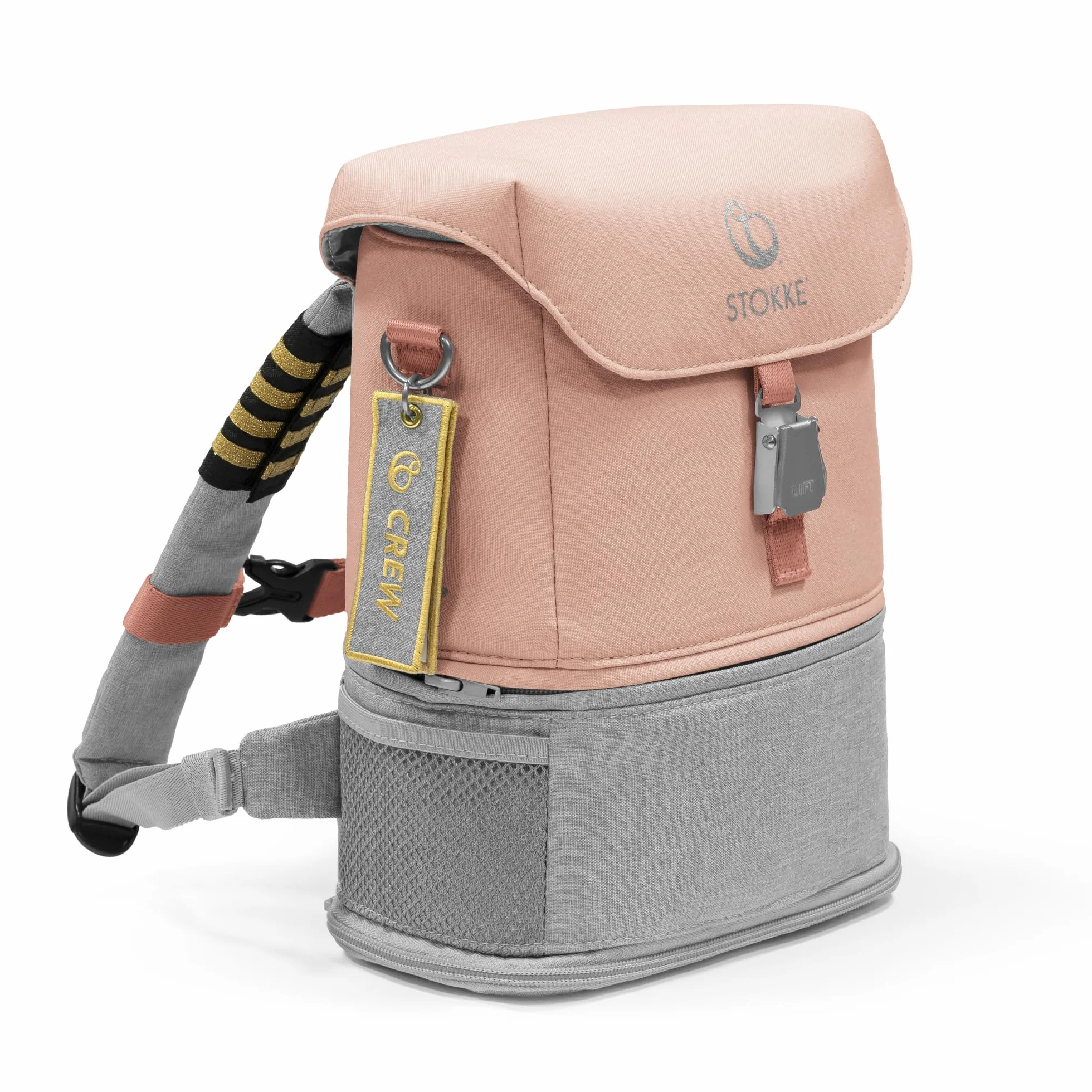 Stokke JetKids Plecak, Coral Pink - Rozszerzana konstrukcja dla dzieci w wieku 2-7 Lat - Zawiera wysuwaną podkładkę do siedzenia, przywieszkę na imię i odpinane paski kapitańskie