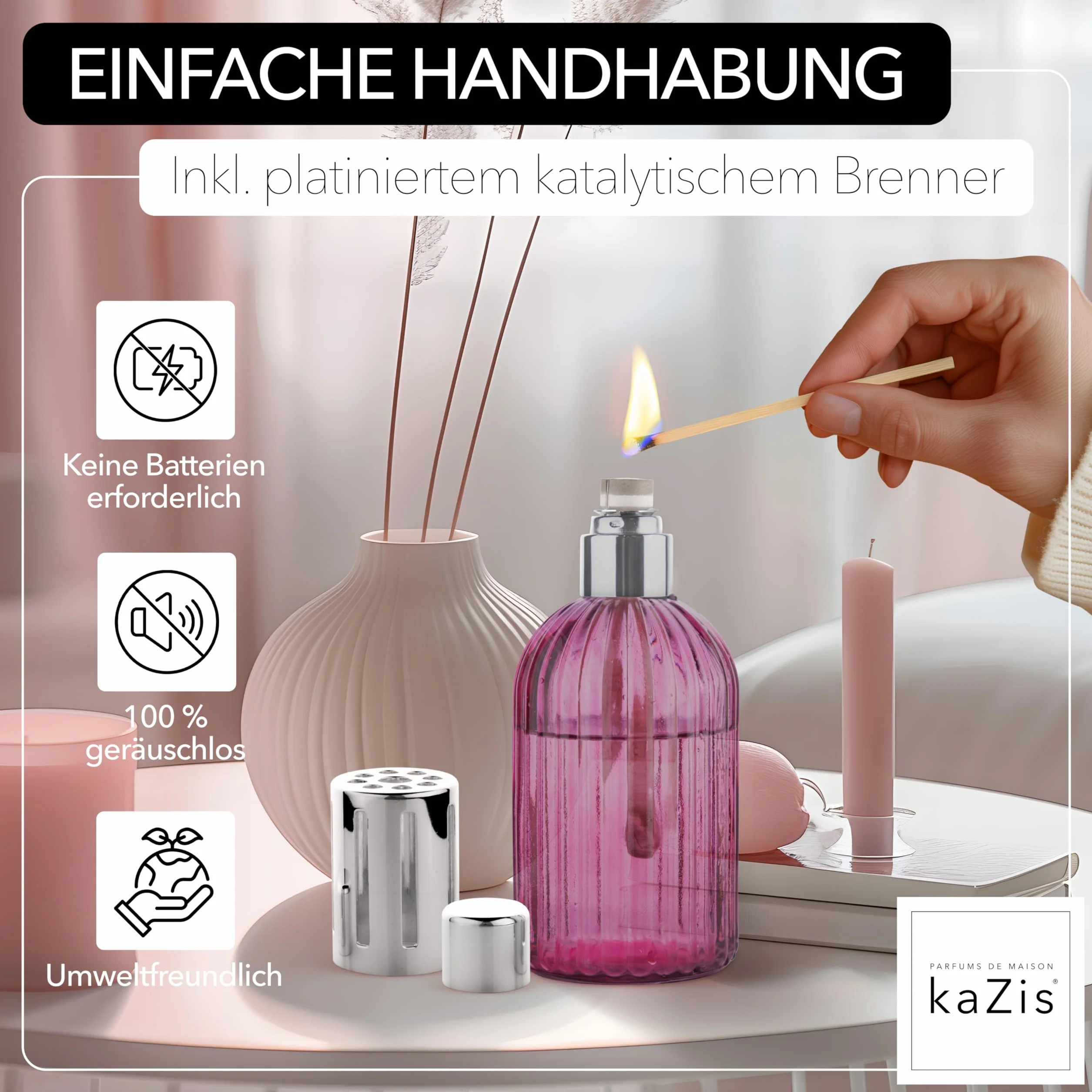 KAZIS® I katalityczna lampa zapachowa I szkło I XXL I 400 ml (czerwone wino/bordeaux/rubin)