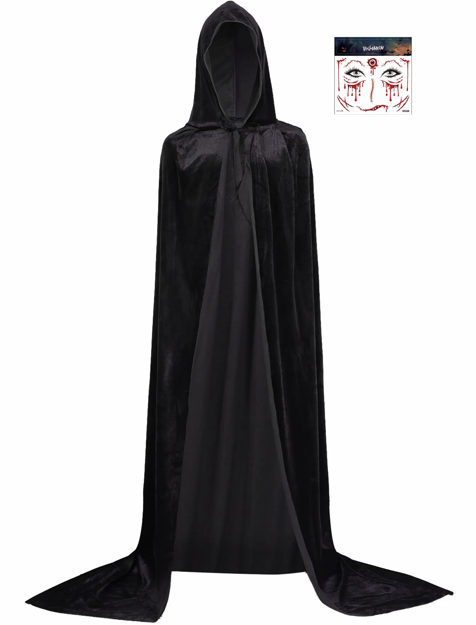 Kostium na Halloween, peleryna czarownica, damska wampira, kostium z kapturem, aksamitny, dla mężczyzn i mężczyzn, unisex, idealna na Halloween, karnawał, Cosplay i imprezę