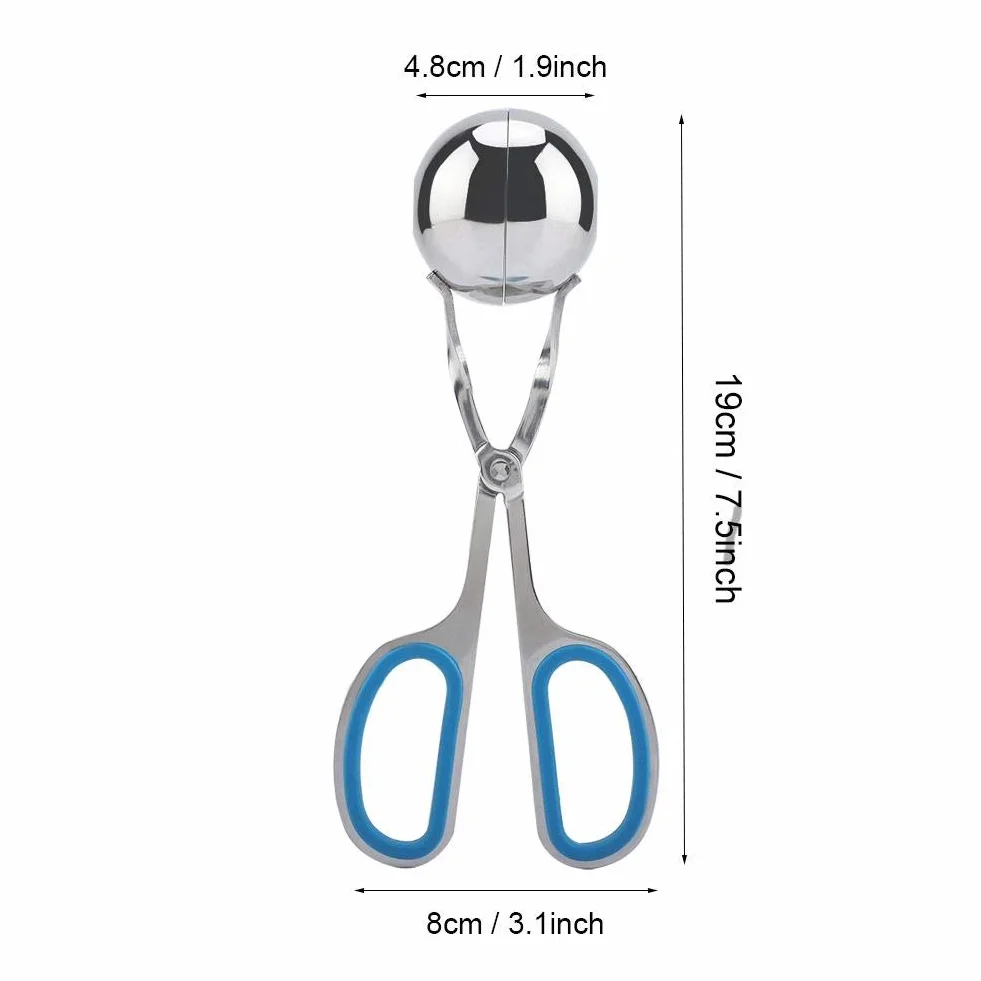 Meatball Non-Stick Cookie Scoop Edelstahl Eiszangen Reisbällchen (blau)