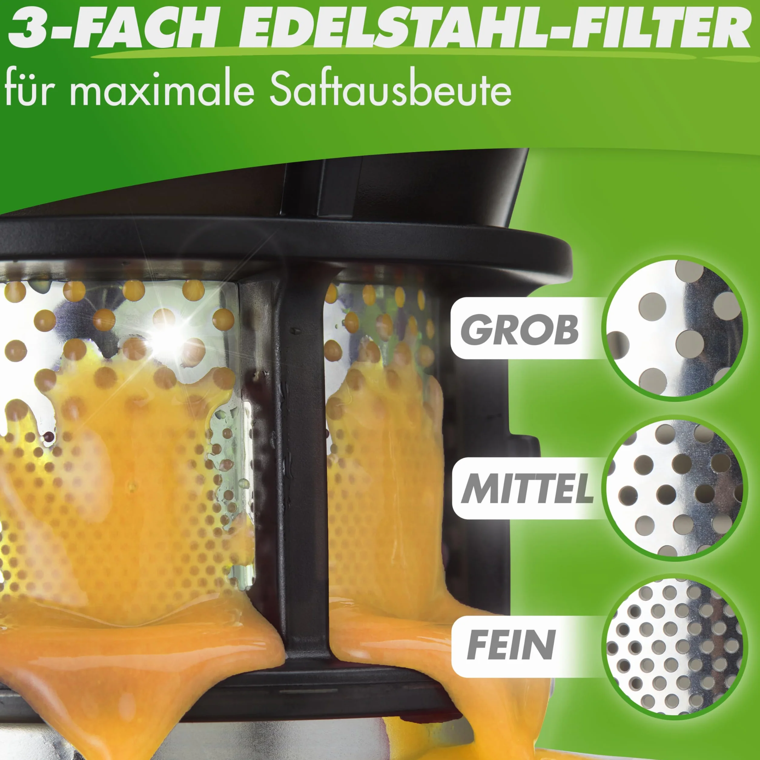 Nutrilovers Sokowirówka Slow Juicer NUTRI-PRESS MAX wyciskanie całych owoców otwór XXL 135 mm, bez BPA, zestaw z butelką