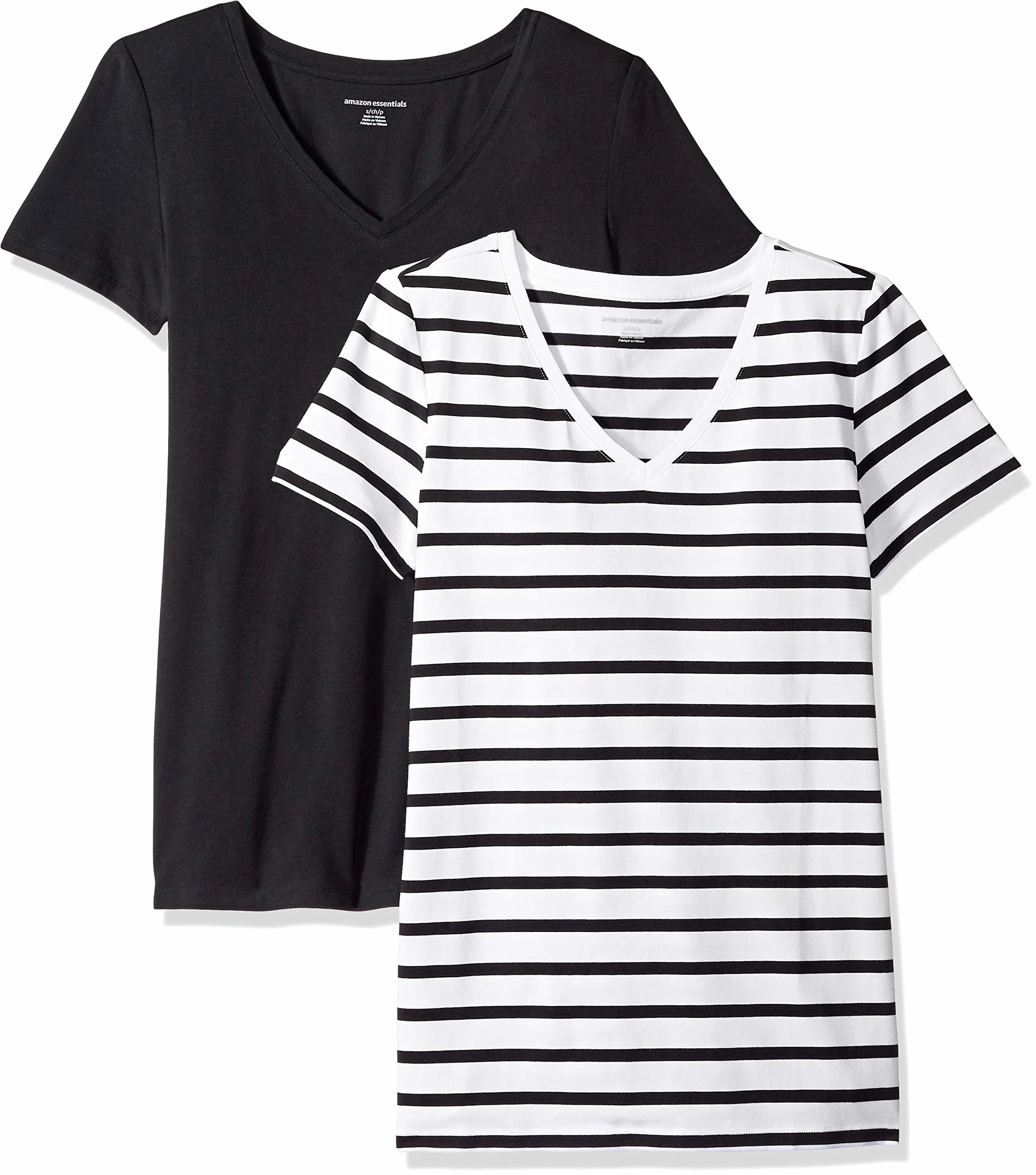 Amazon Essentials Kobiety Koszulka z krótkim rękawem i dekoltem w serek classic fit