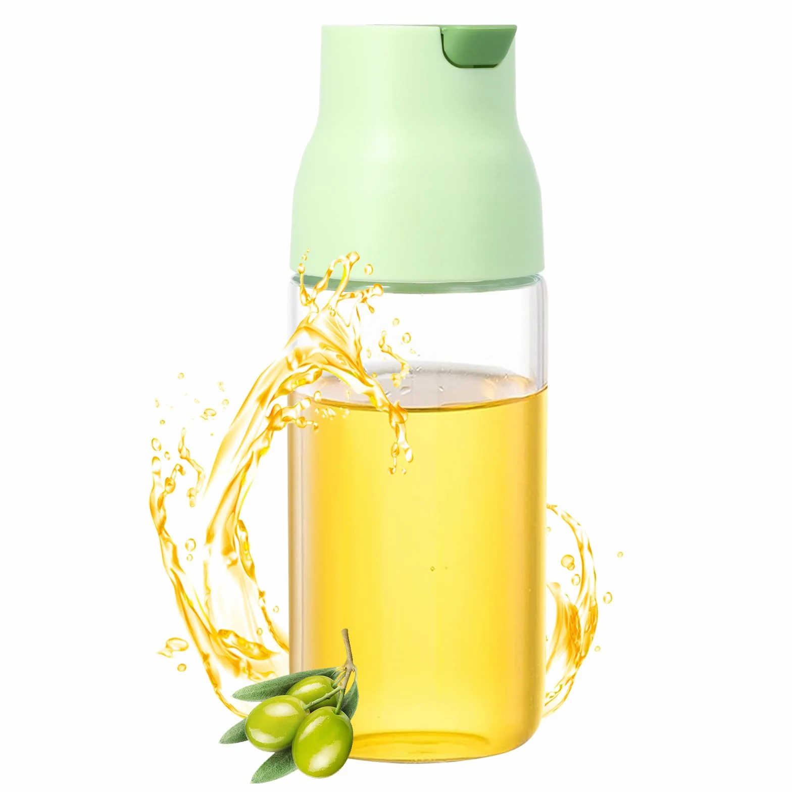 Szklany shaker do dressingów 500 ml, pojemnik na dressing, do sałatek, shaker do serwowania i przechowywania dressingów (zielony)