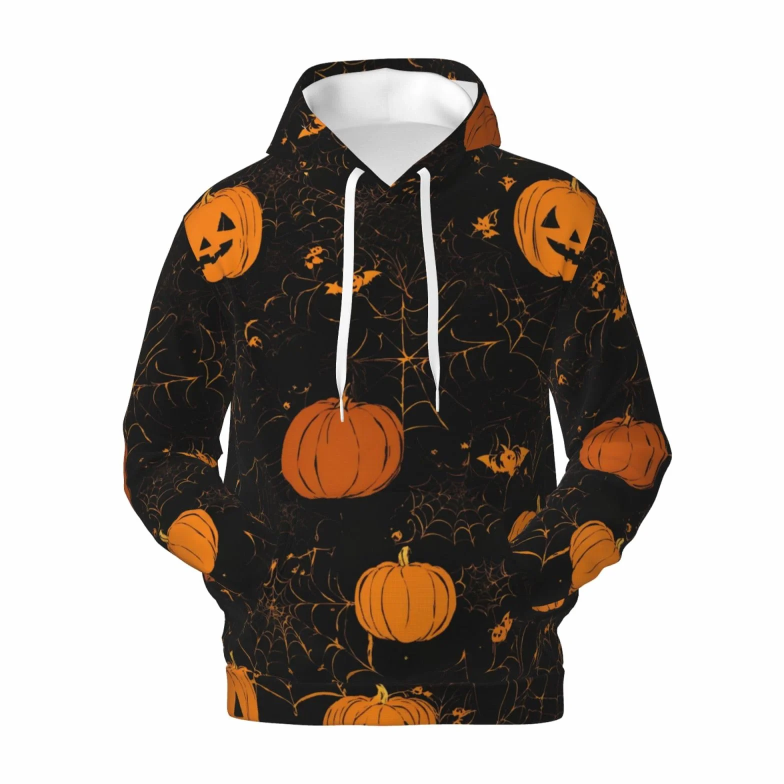 Męska bluza z kapturem z nadrukiem dyni na Halloween, casualowa grafika z nadrukiem bluzy z kapturem z kieszenią