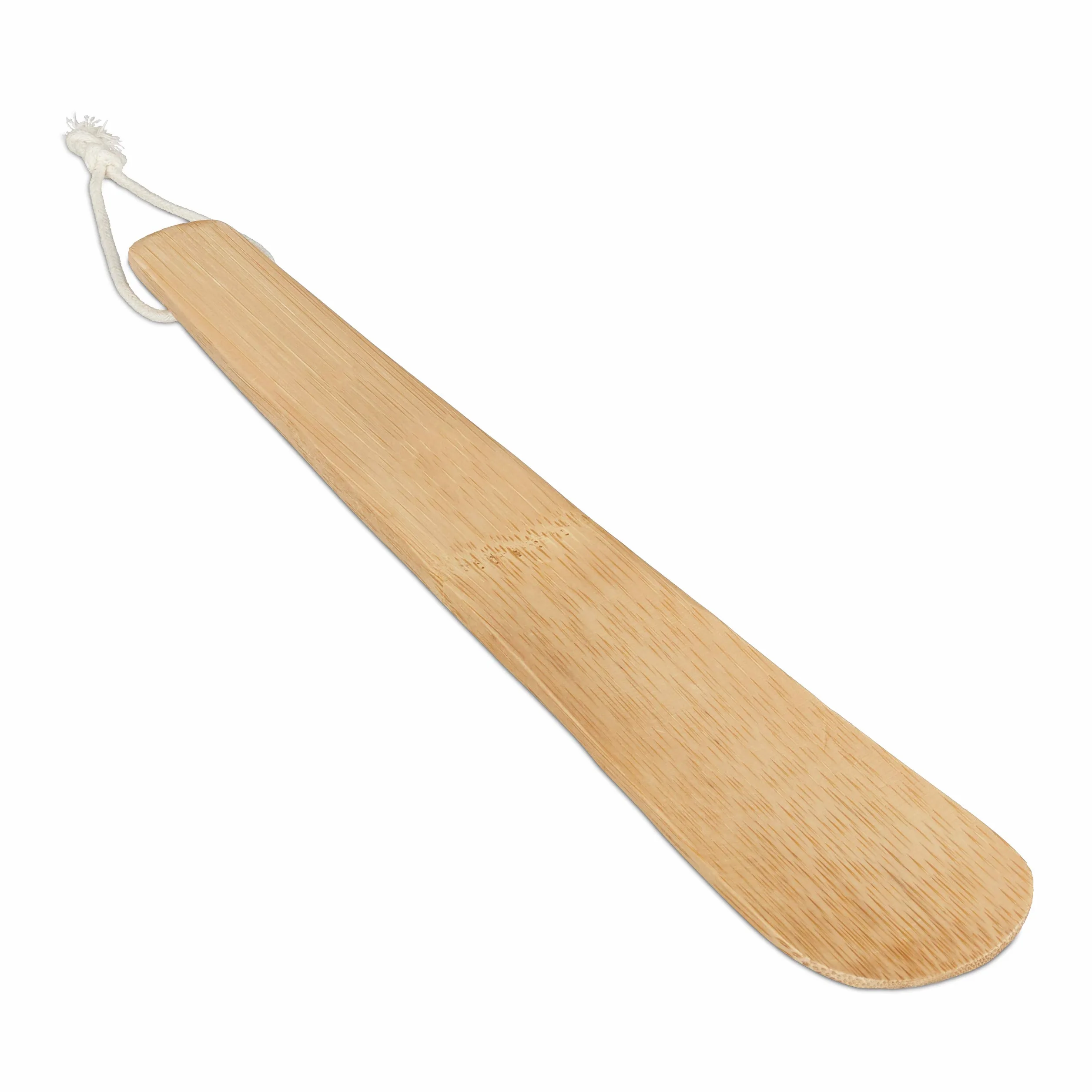 Relaxdays Bambusowa łyżka do butów, stabilna i wytrzymała, do zawieszenia, krótki ściągacz do butów, na co dzień i w podróży, 24 cm, kolor naturalny