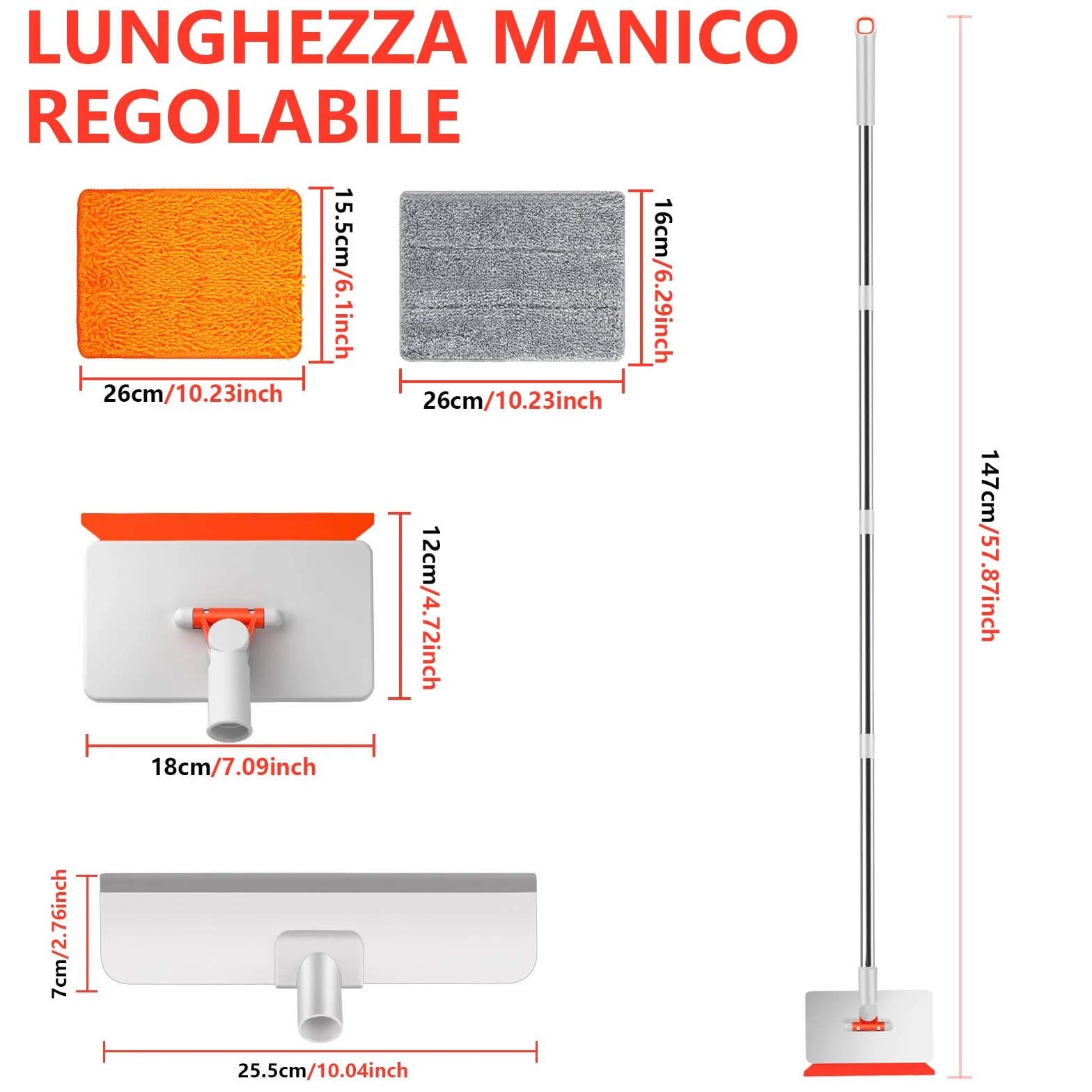 Mop do czyszczenia podłóg z długim uchwytem 147 cm do drewna i płytek