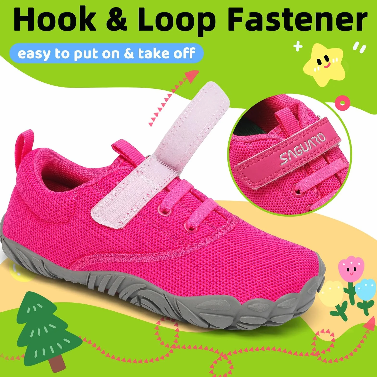SAGUARO Dziecięce buty Barfoot miękkie i lekkie minimalistyczne buty, rozmiary 24-36