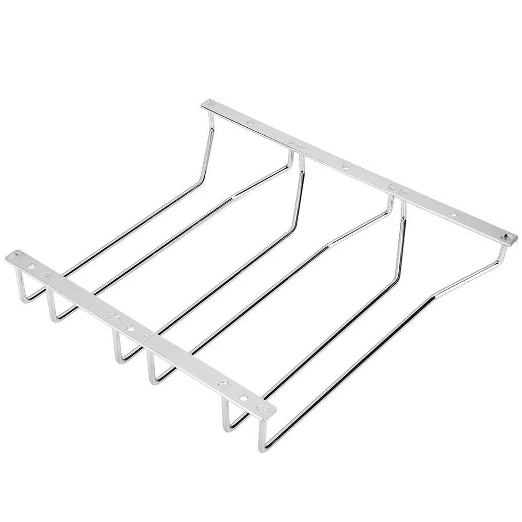 Chrome Wine Glass Rack Under Cabinet Hanging Stemware Holder 27cm 3 Rows