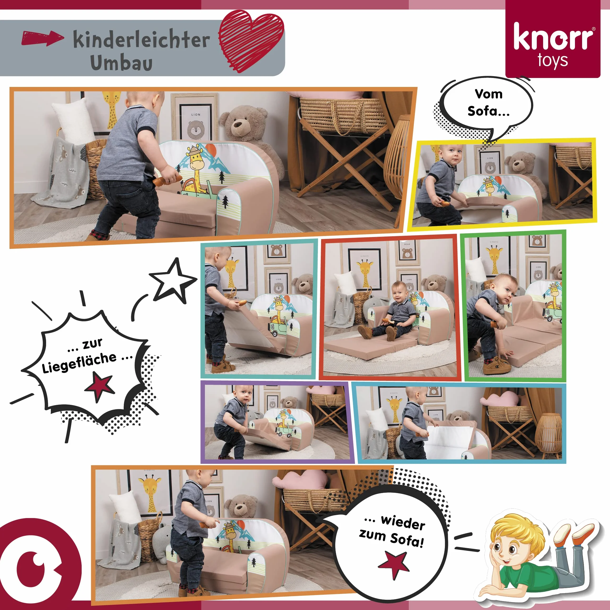 Knorrtoys 68481 sofa dziecięca Lilli bawełna kolorowa