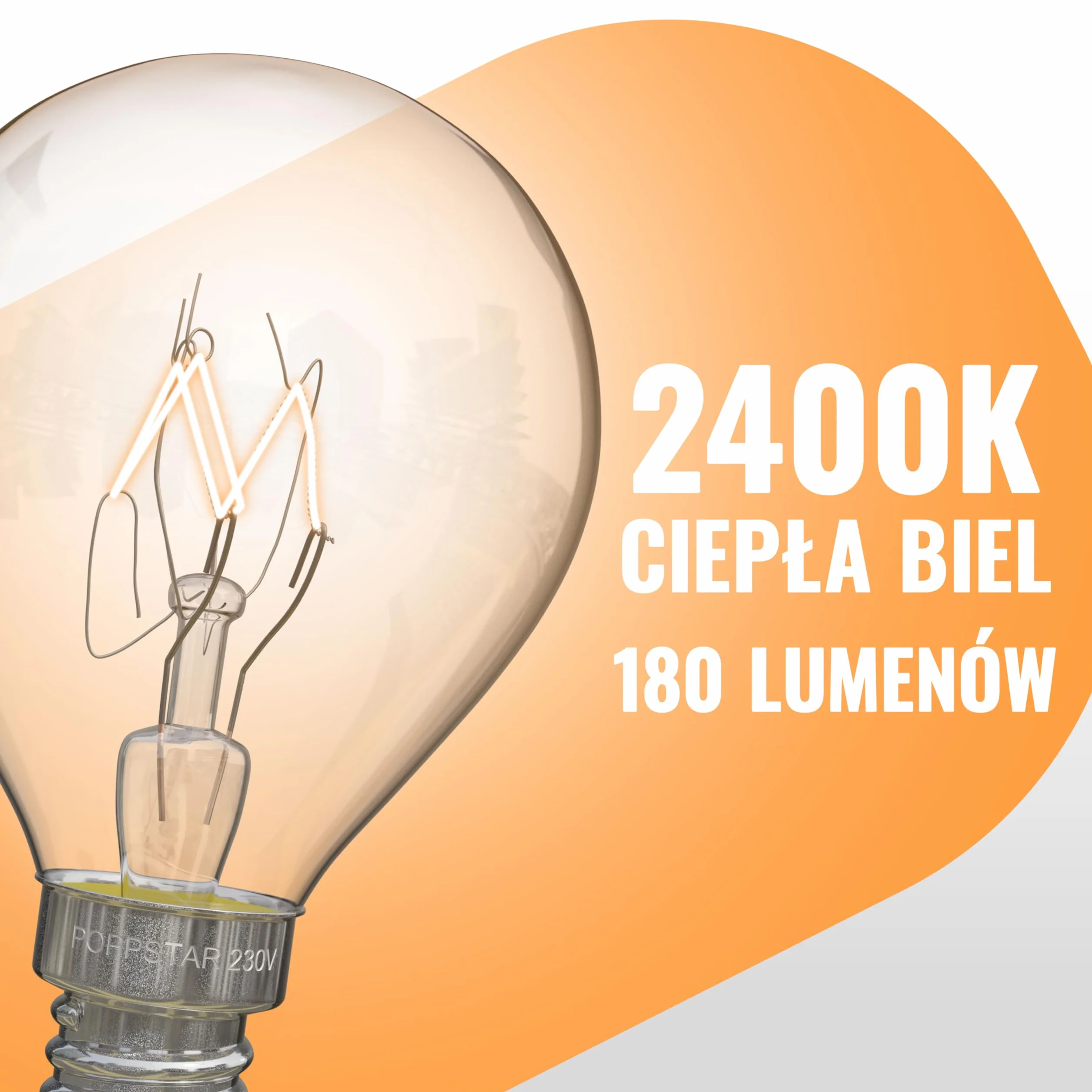 Poppstar żarówki do piekarnika E14 G45 25W 300°C 2400K 180lm