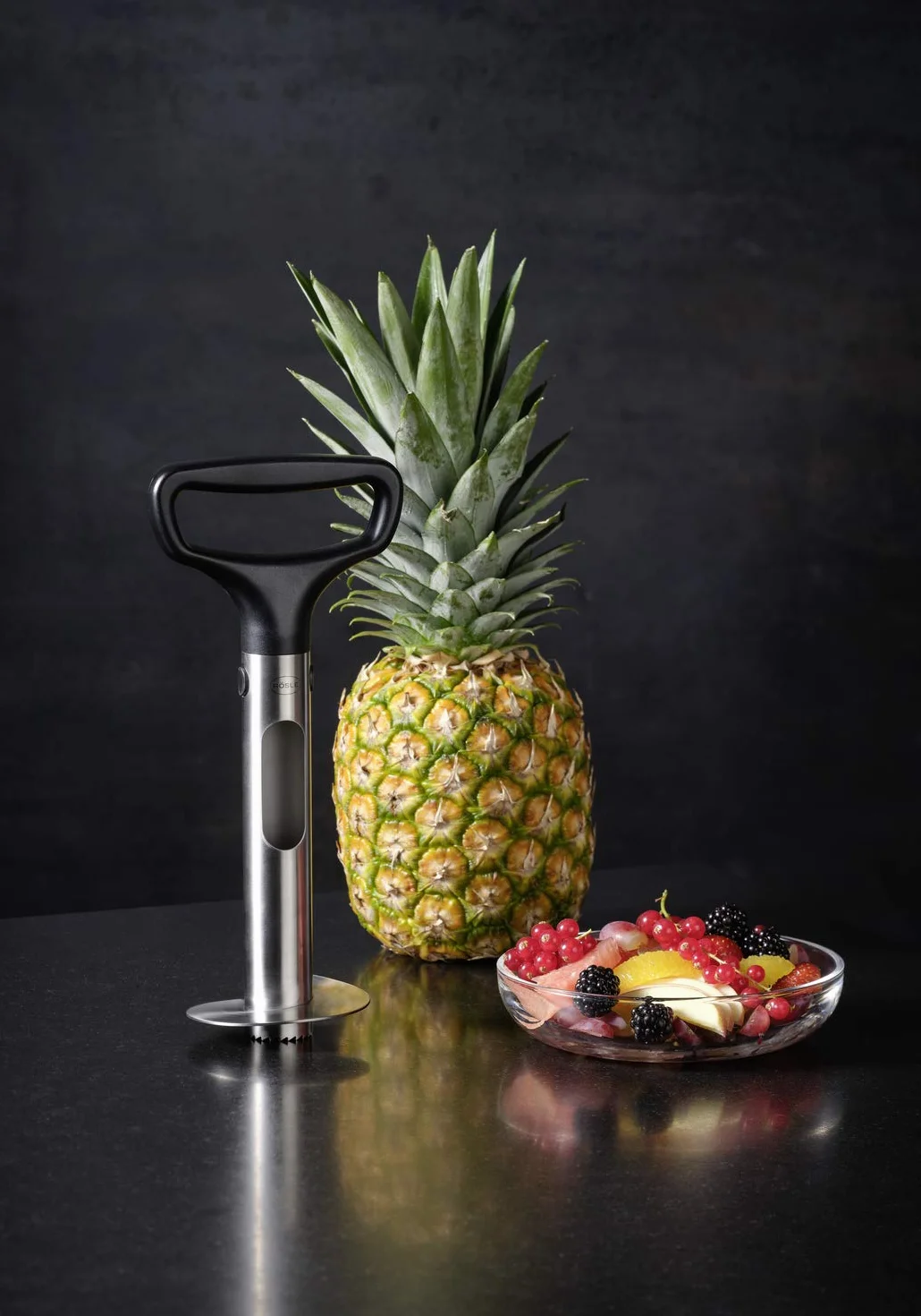 RÖSLE Krajalnica do ananasa Pro, stal szlachetna 18/10, ABS, ergonomiczny uchwyt