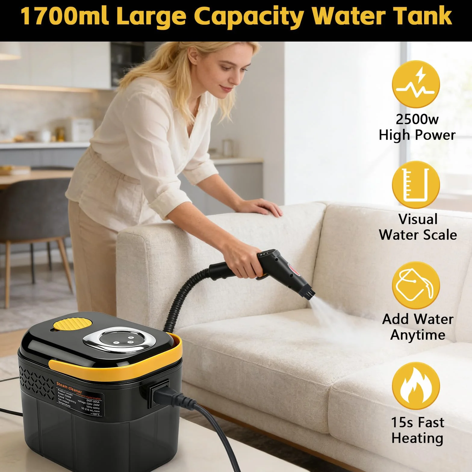 Myjka parowa 2500 W 1,7 l 14 akcesoriów 6 trybów regulacji