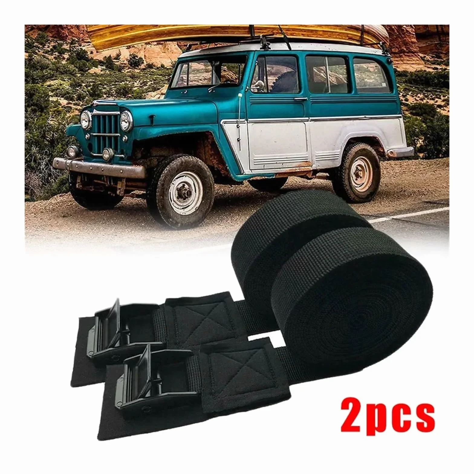 Pas z zapadką， 2 szt. 250 kg pas mocujący bagażnik dachowy samochodu - wytrzymały poliester, szybkozłączka, bagażowy do samochodów dostawczych, ciężarówek, przyczep, ładunków