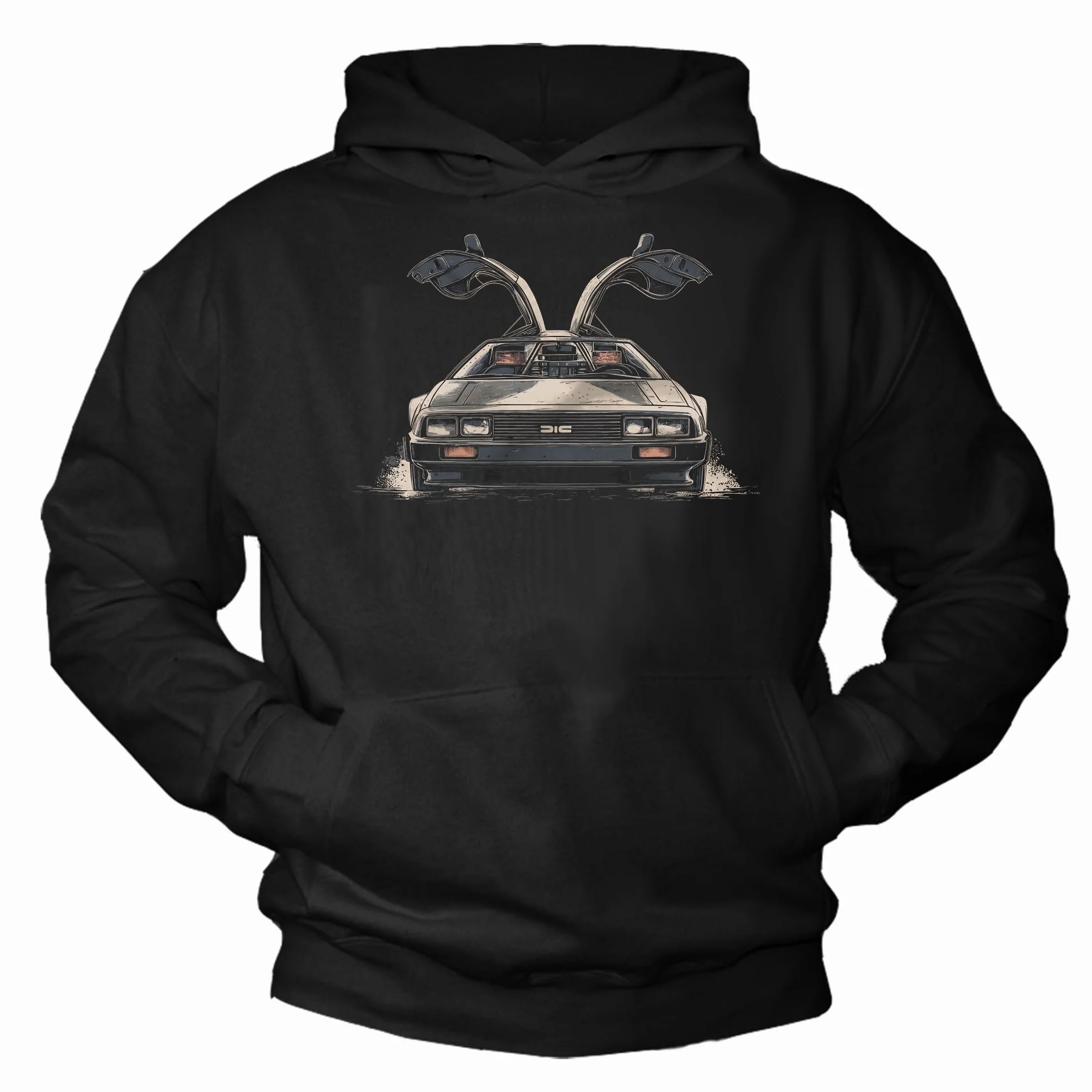 MAKAYA bluza z kapturem męska z motywem samochodu future vintage retro styl hoodie