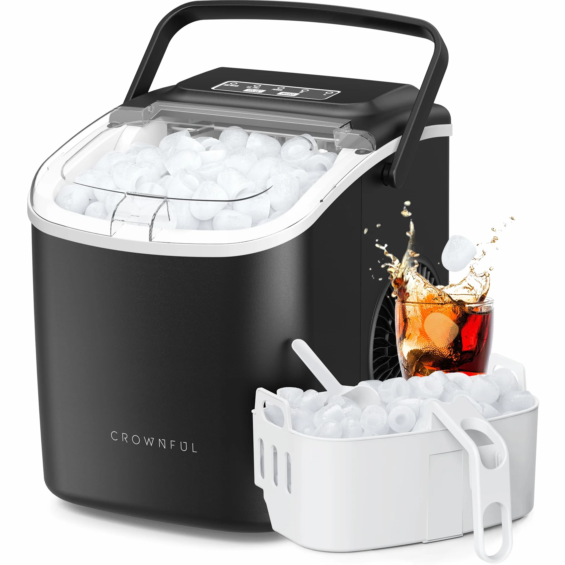 CROWNFUL Kostkarka do lodu, przenośna, 9 kostek w 6 min, samoczyszcząca, 12 kg/24 h