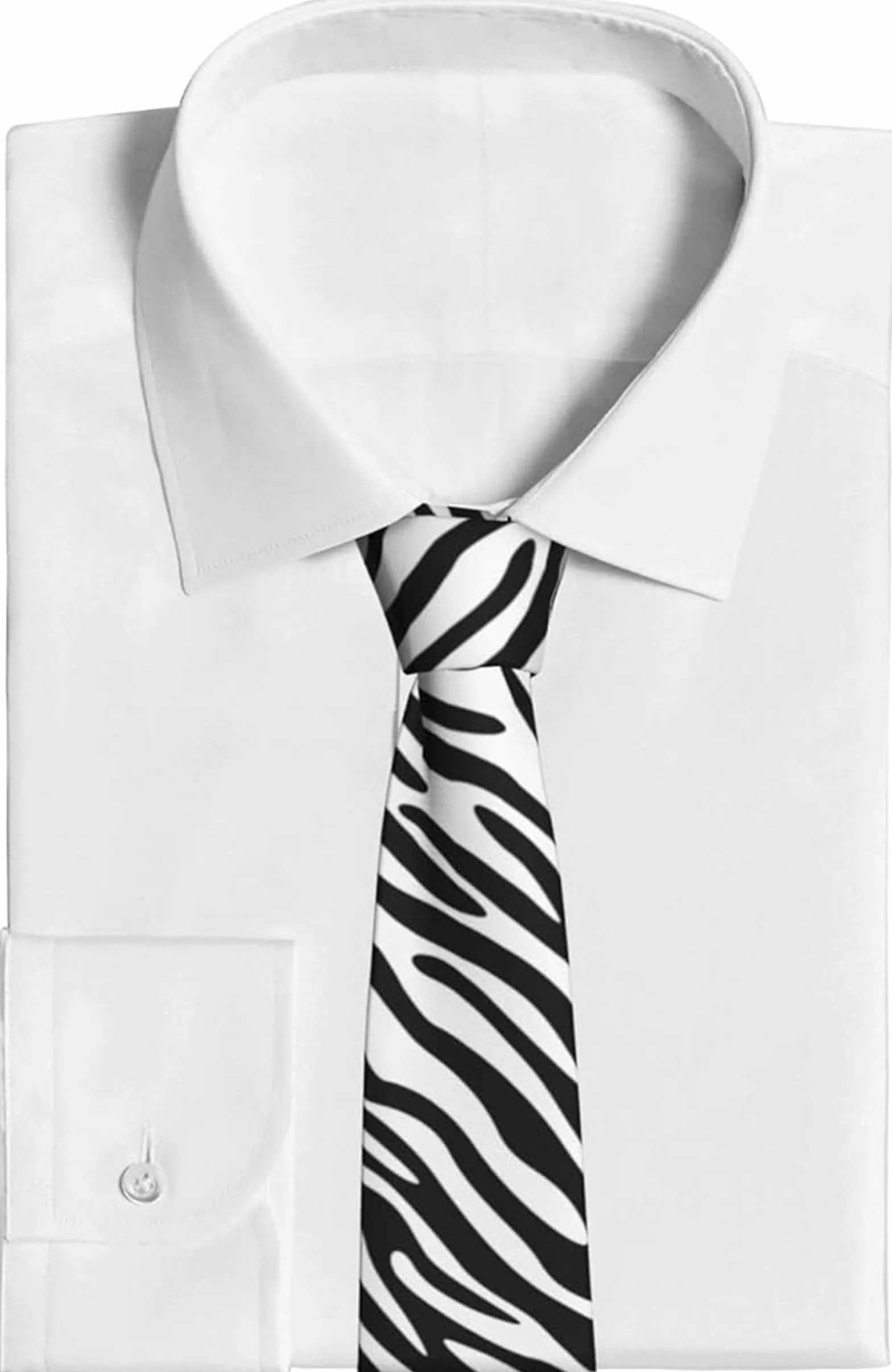 JinYu 2-częściowy zestaw krawatów skinny dla mężczyzn z nadrukiem w panterkę i zebrę, nowość, impreza, unisex, dla dorosłych, nowoczesny styl, krawat skinny, poliester