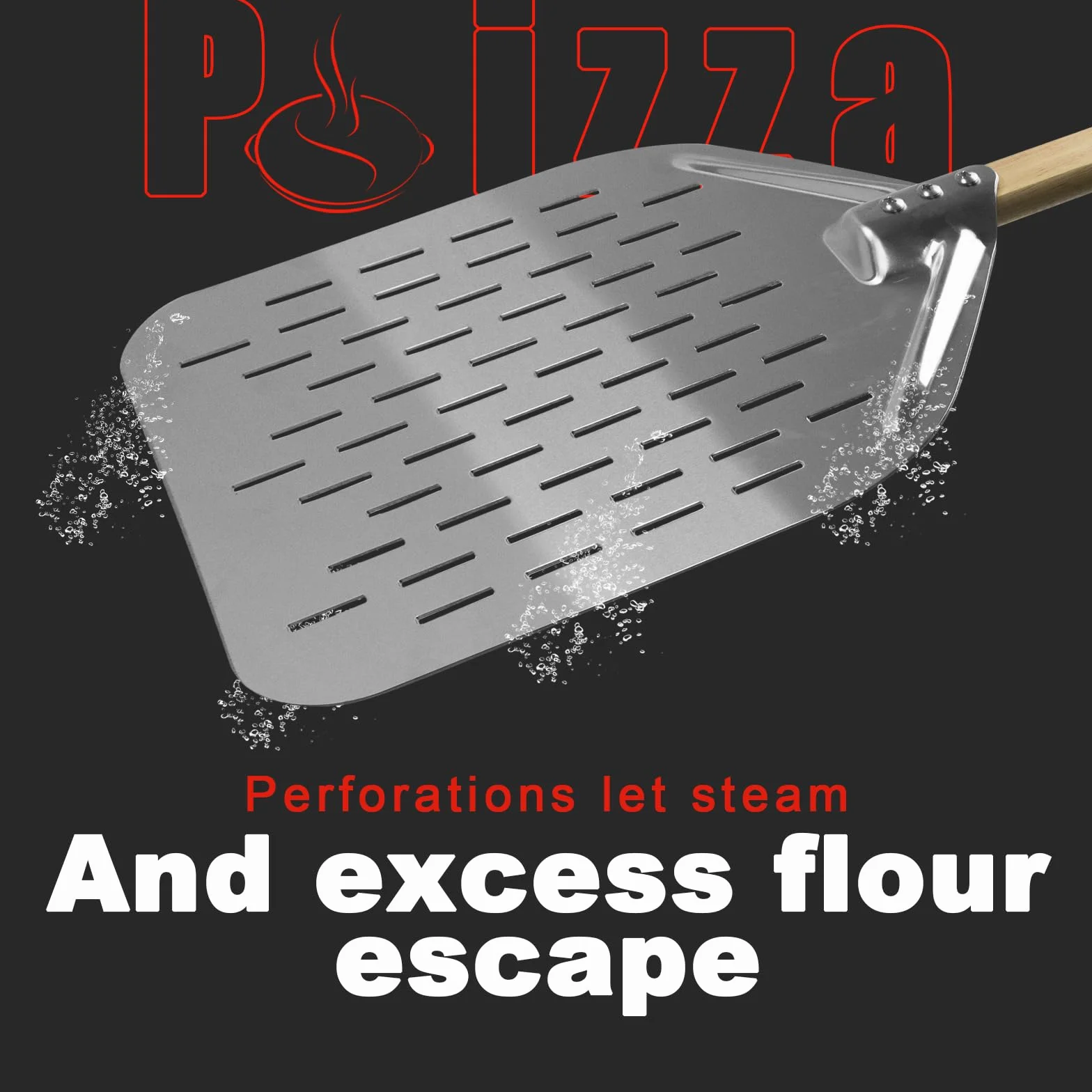 Łopatka do pizzy aluminiowa z odpinanym drewnianym uchwytem 70x30 cm