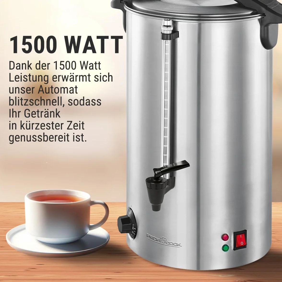 ProfiCook PC-HGA 1196 - Dozownik gorących napojów - Zbiornik automatyczny 7 L - Stal nierdzewna - 1500 W - Kolor srebrny