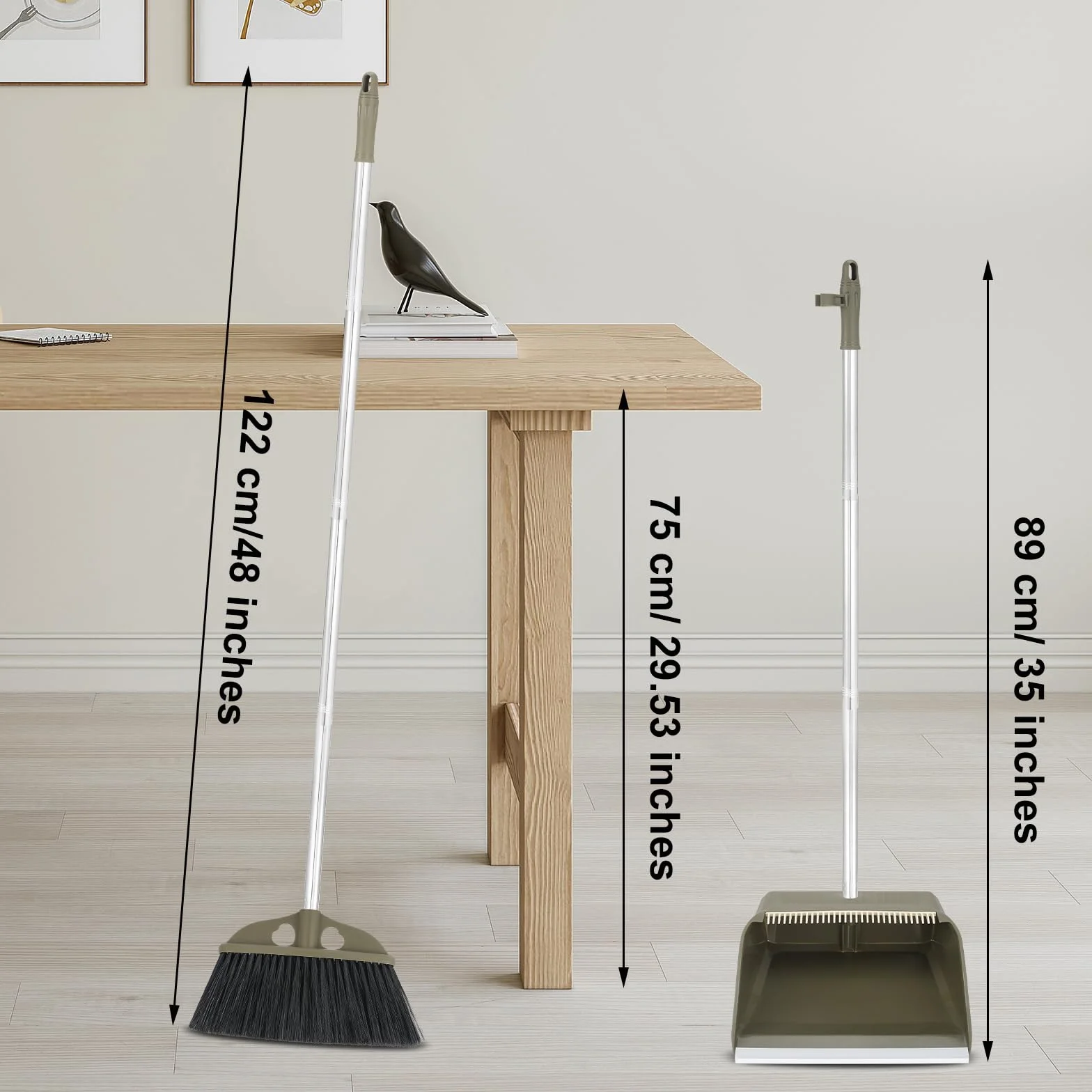 Zestaw szufelki i szczotek 122 cm długi uchwyt sztywne włosie