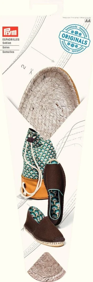 Prym Rozmiar 39 podeszwy espadryli, juta/guma, naturalne, 26 x 10 x 2 cm