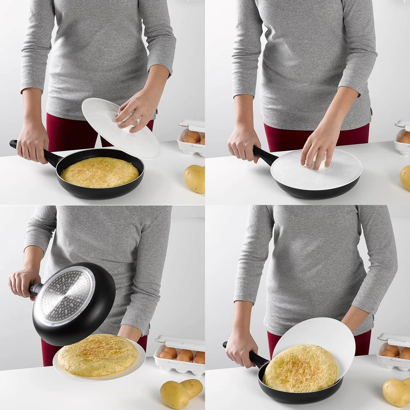Talerz Gira Tortillas 29 cm, pokrywka z klapką, wytrzymały plastik, bez BPA