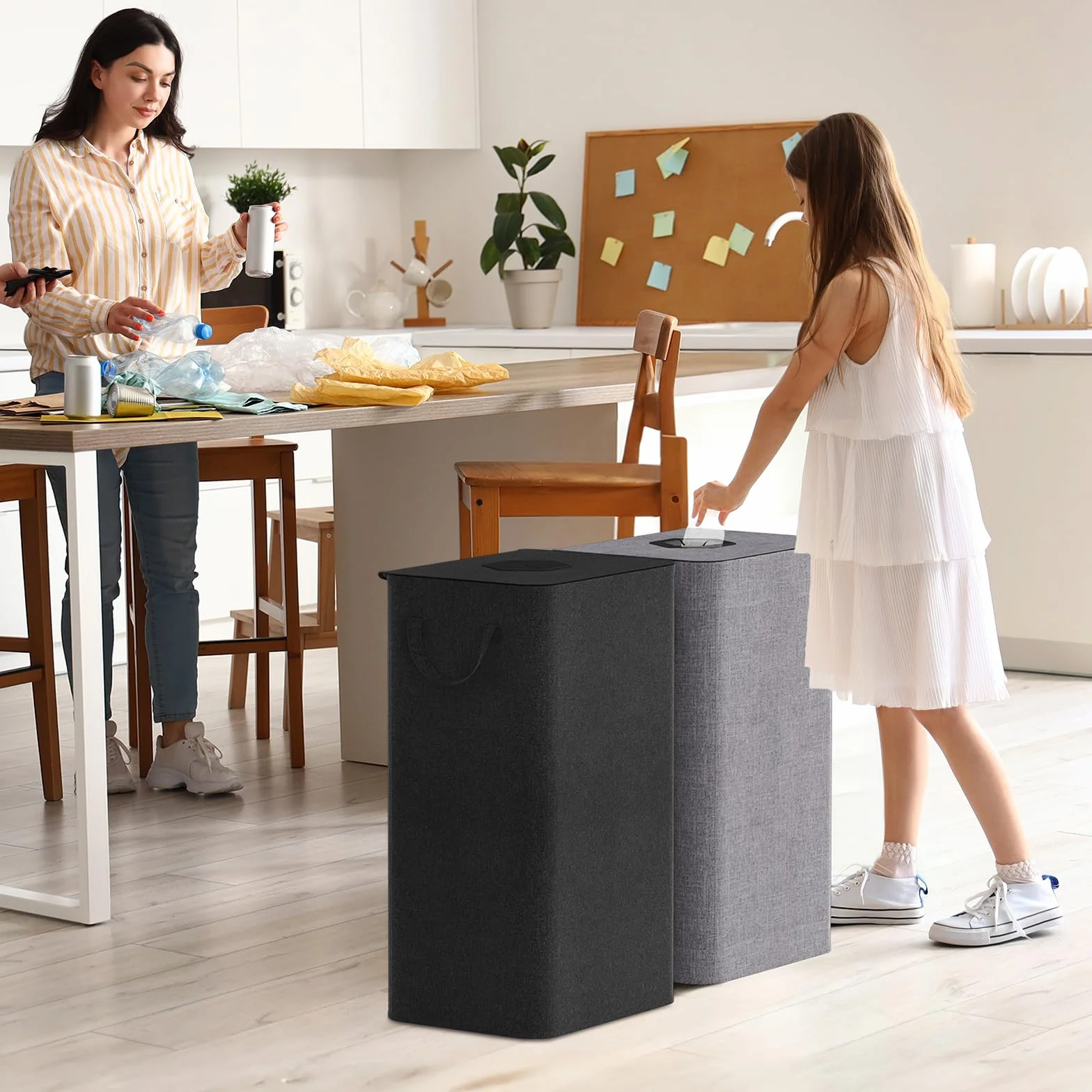 Lifewit Kosz do recyklingu 100 l z pokrywką i torbą wielokrotnego użytku