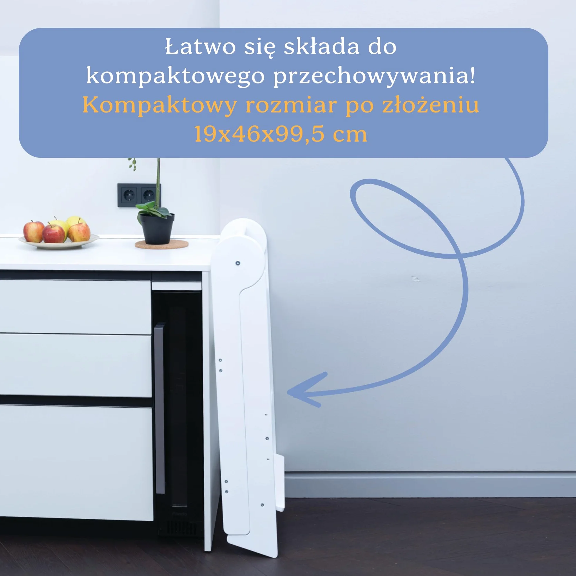 TOYBOX Wieża Edukacyjna Montessori Składany Pomocnik Kuchenny z Poręczą Naturalne Drewno