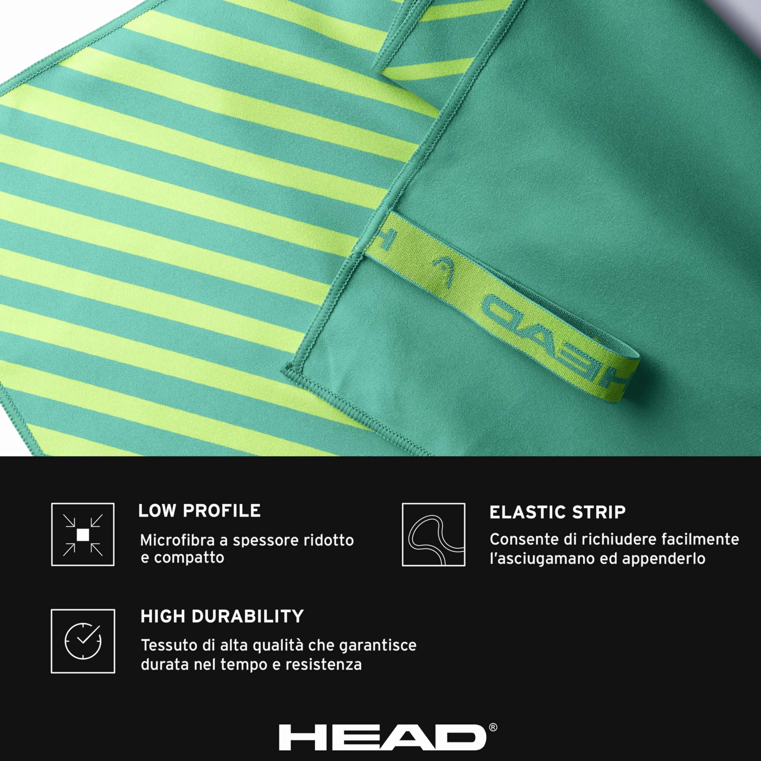 HEAD Active Stripes Ręcznik z Mikrofibry 60 x 110 szybkoschnący elastyczny lekki do siłowni