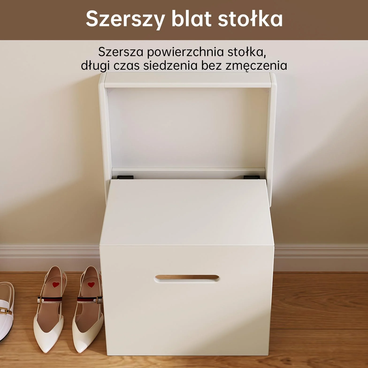 Nowoczesne krzesło ścienne składane, oszczędzające miejsce – praktyczne siedzisko do przedpokoju, korytarza, kuchni, balkonu i łazienki, kompaktowe składane krzesło do domu, mieszkania i biura, biały