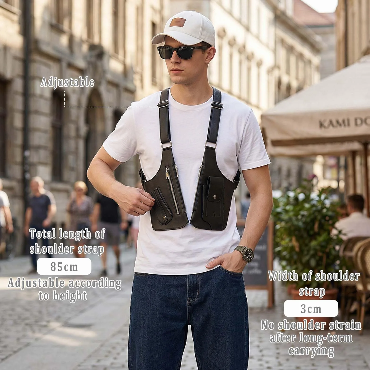 Torba podramionkowa męska antykradzieżowa - Torba na ramię z regulacją na ramię, torebka na piersi, lekka torba na co dzień, podróże, rower, outdoor, bezpieczeństwo
