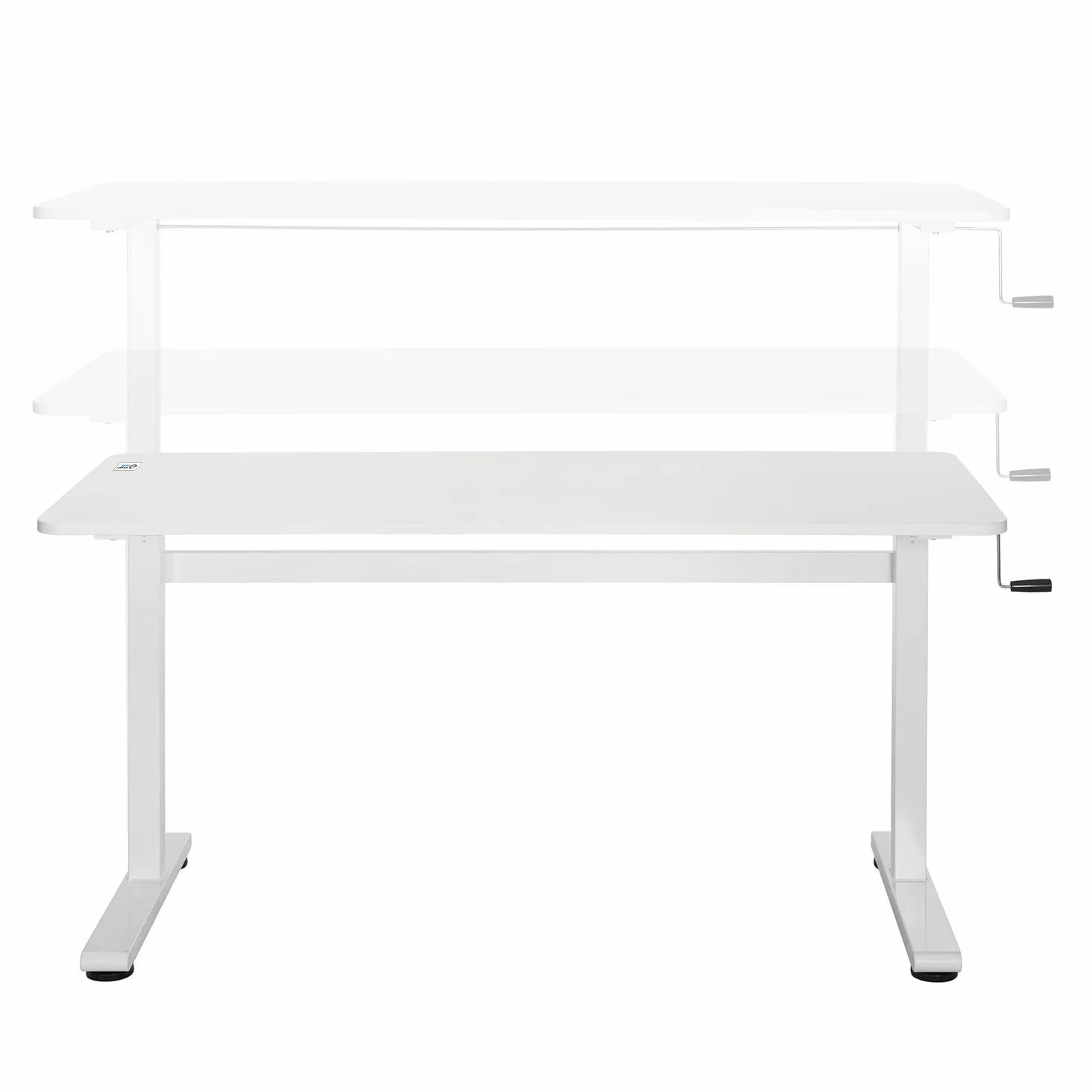 ER-401W Eleganckie Biurko z Regulacją Wysokości do 117 cm, Blat Stołu o Powierzchni 140x60 cm Koloru Białego, Ergonomiczny Stół z Obciążeniem do 40 kg, Regulowane Biurko na Monitor