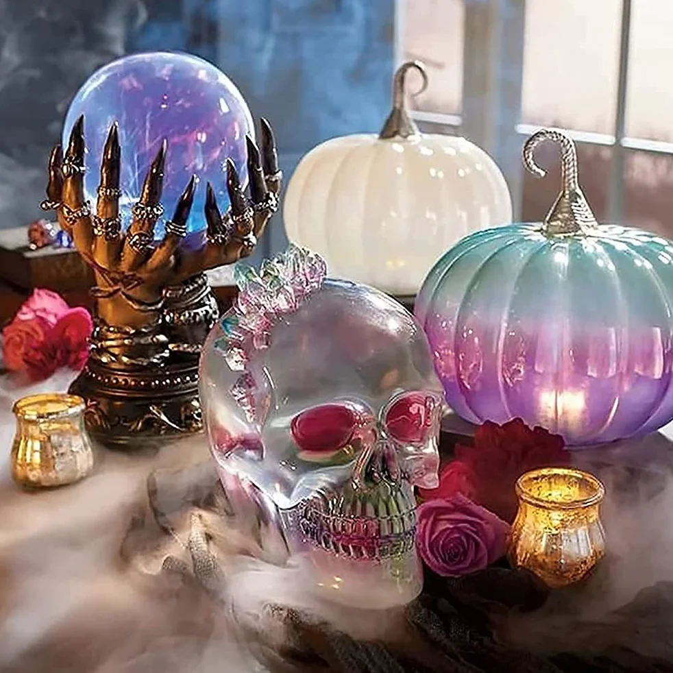 Magiczna migająca kryształowa kula czarownicy Halloween