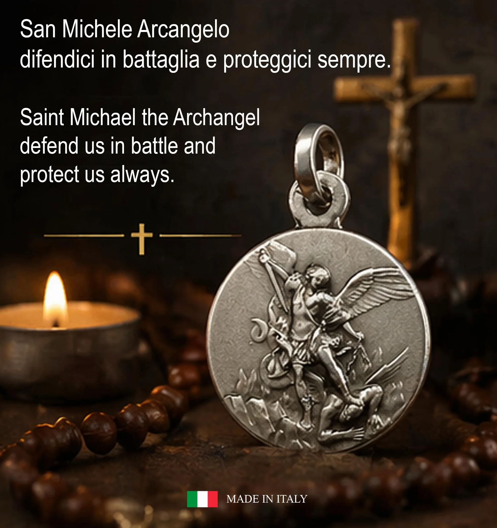 Medalion archanioła Michael - patron ścigania przestępstw - 100% Made in Italy