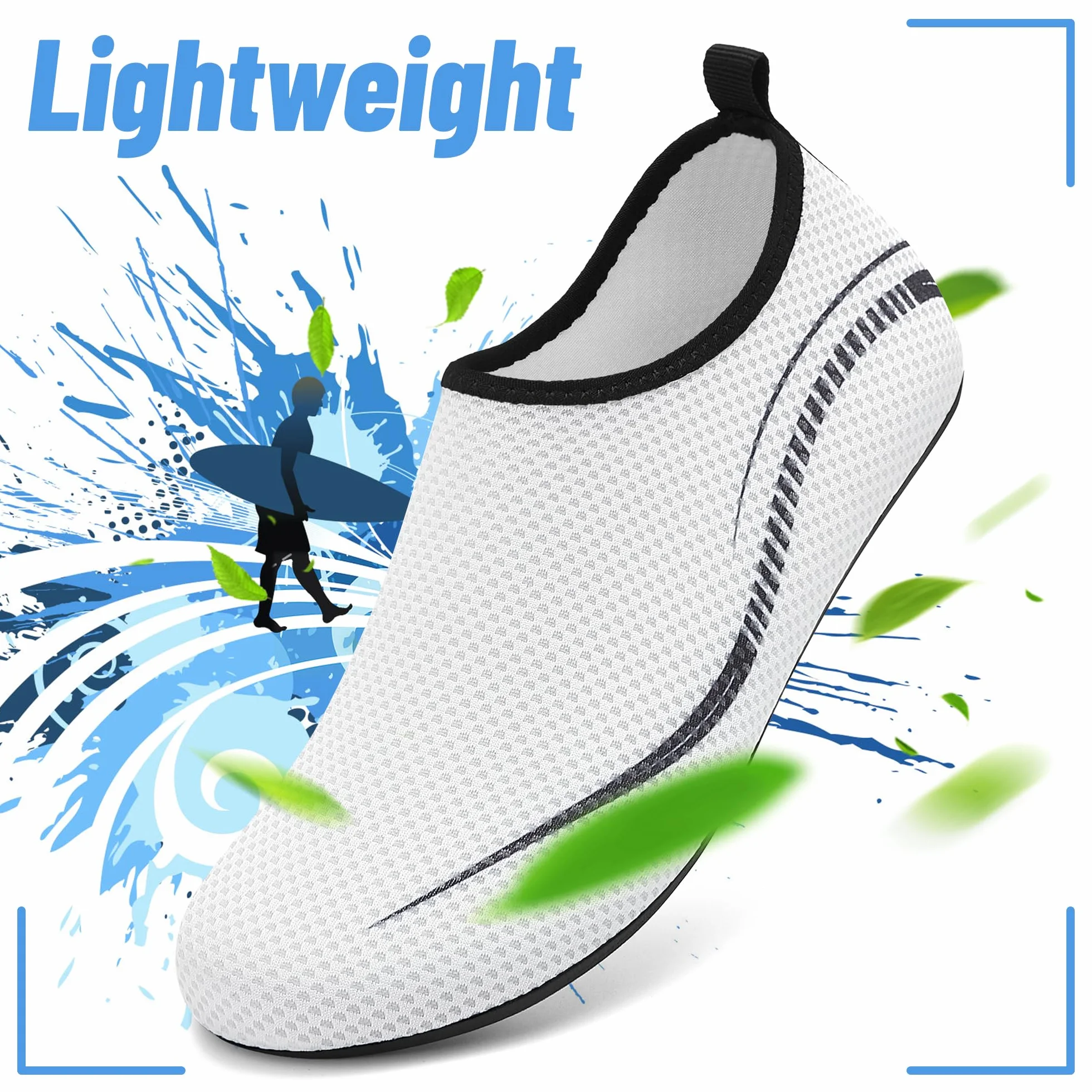 Buty do Wody Water Shoes Buty do SportóW Wodnych Lekkie Buty do PłYwania Buty PlażOwe Buty do Jogi Buty do Surfowania dla Kobiet I MężCzyzn.Biały, 39EU