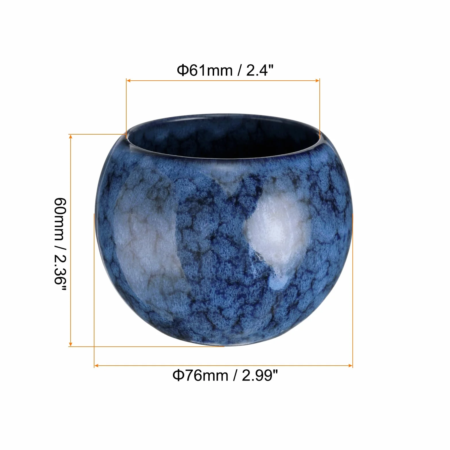 QUARKZMAN Filiżanki do herbaty ceramiczne 5,07 uncji zestaw Gong Fu ręcznie robiona emalia bez uchwytu