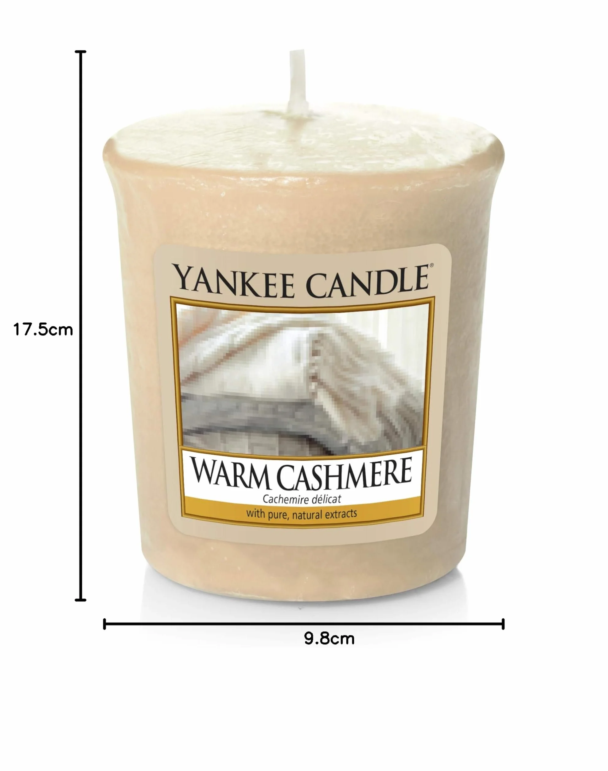 Yankee Candle Ciepła kaszmirowa świeca wotywna, wosk, beżowa, 4,6 x 4,5 x 5 cm