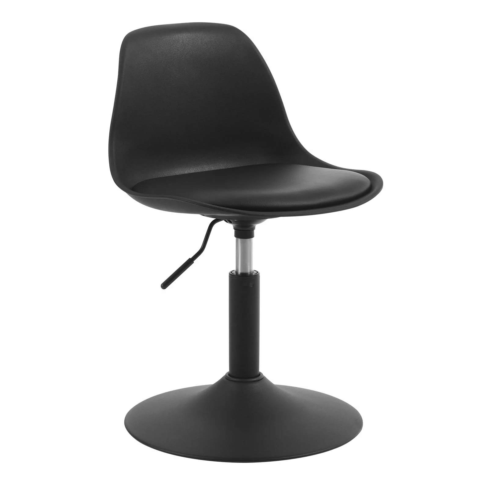 WOLTU stołek barowy z regulacją wysokości, obrotowy 360°, PP+PU, czarny, 39,5-50,5cm