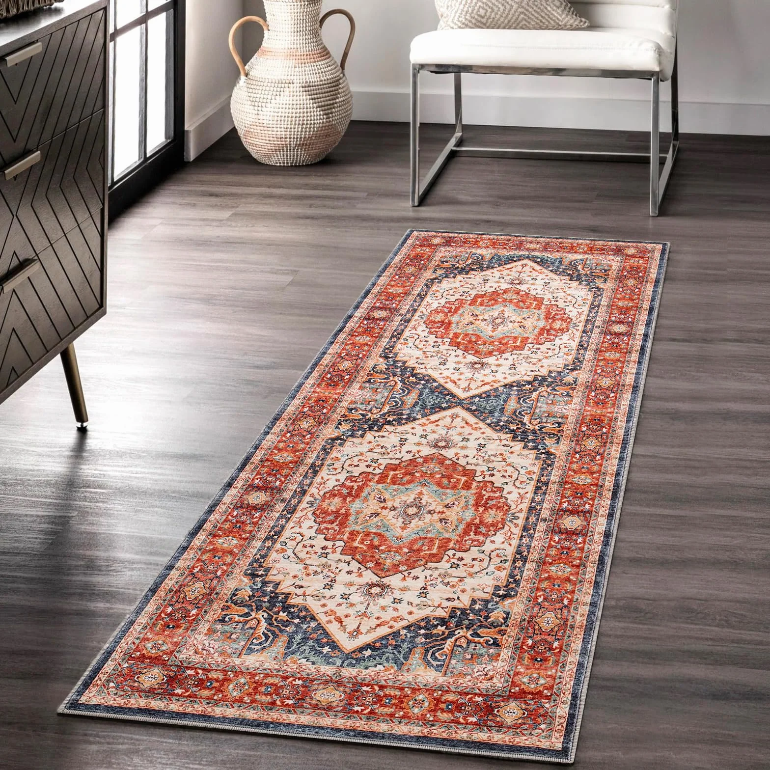 Carvapet Bieżnik antypoślizgowy 60 x 180 cm dywan podłogowy mikrofibra pomarańczowy