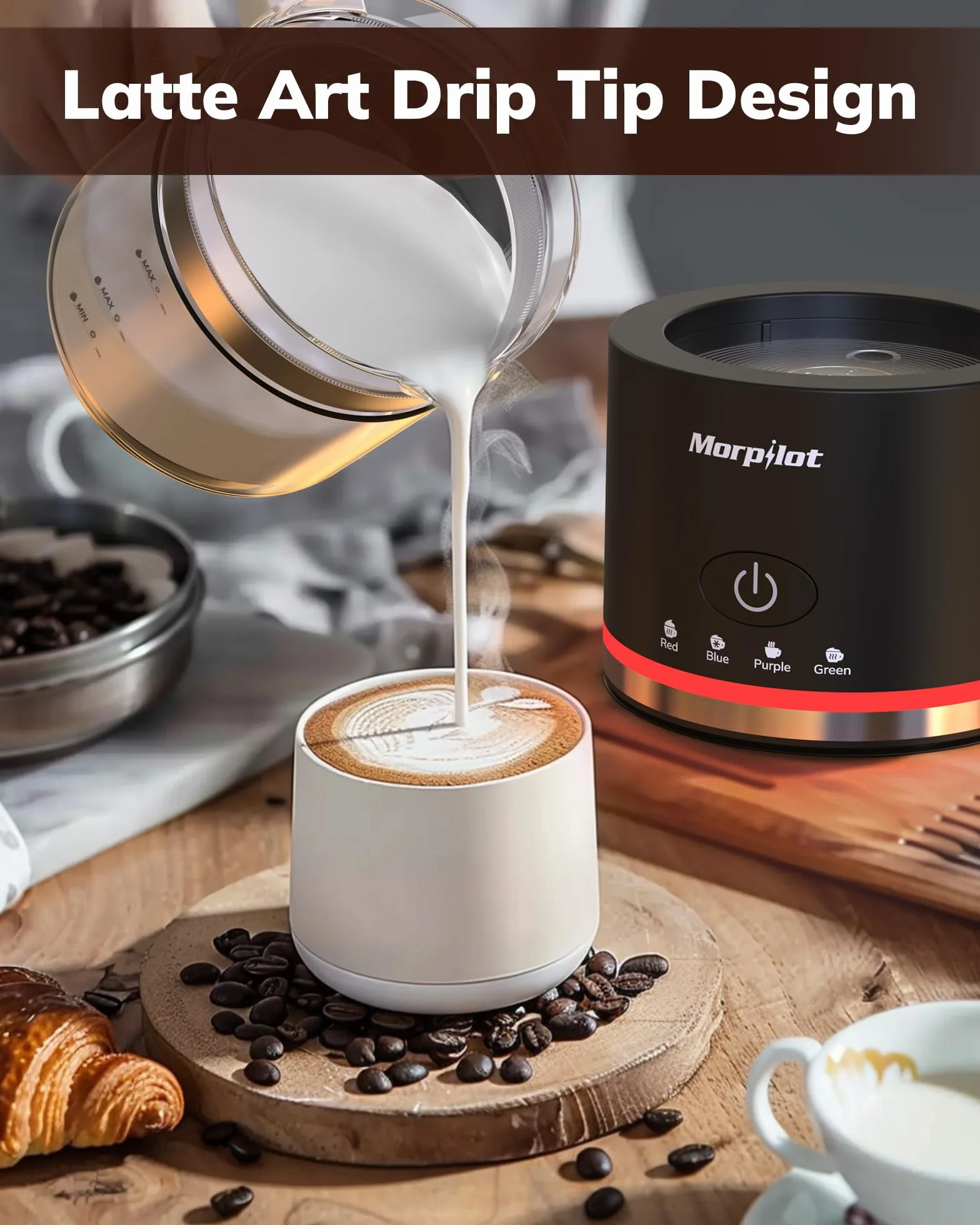 Morpilot Elektryczny spieniacz do mleka 500 ml 600 W 4 w 1 czarny