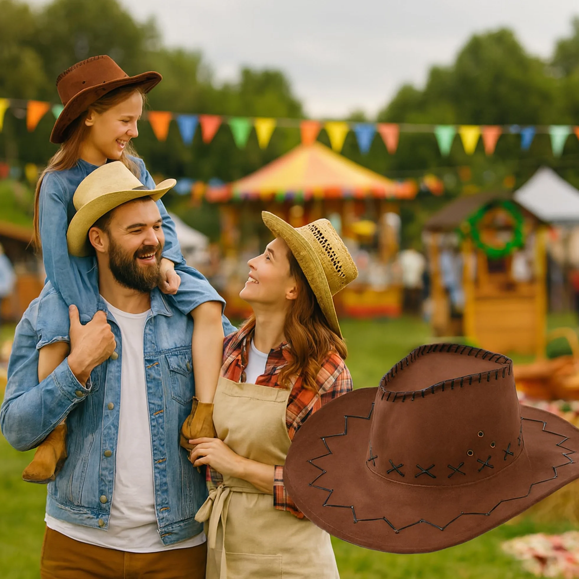Kapelusz Kowbojski Western Cowgirl dla Kobiet, Mężczyzn i Dzieci